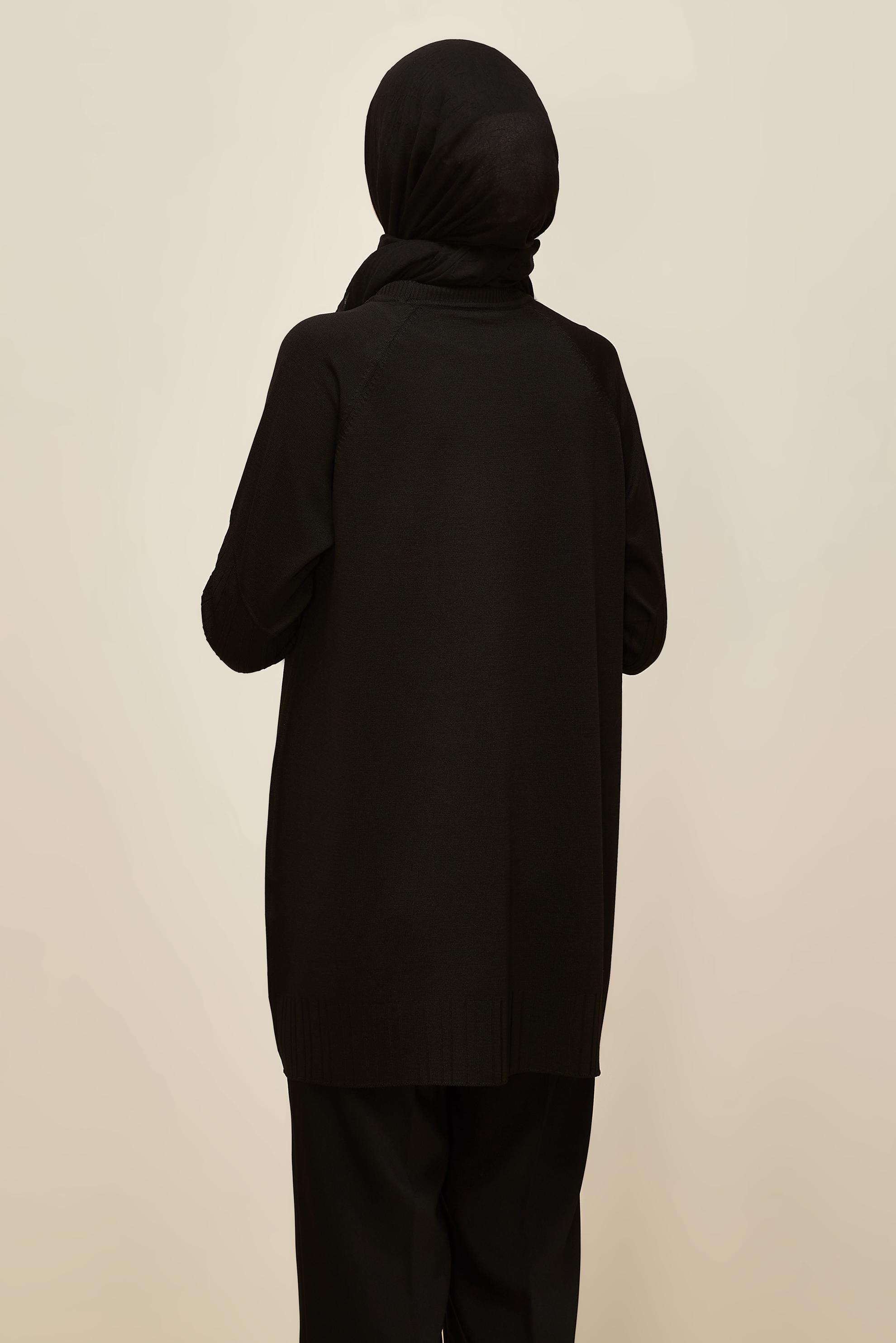 Tesettür giyim SİYAH TRİKO TUNİK 45868