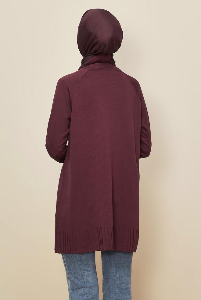 Tesettür giyim BORDO TRİKO TUNİK 45868 - ALVİNA