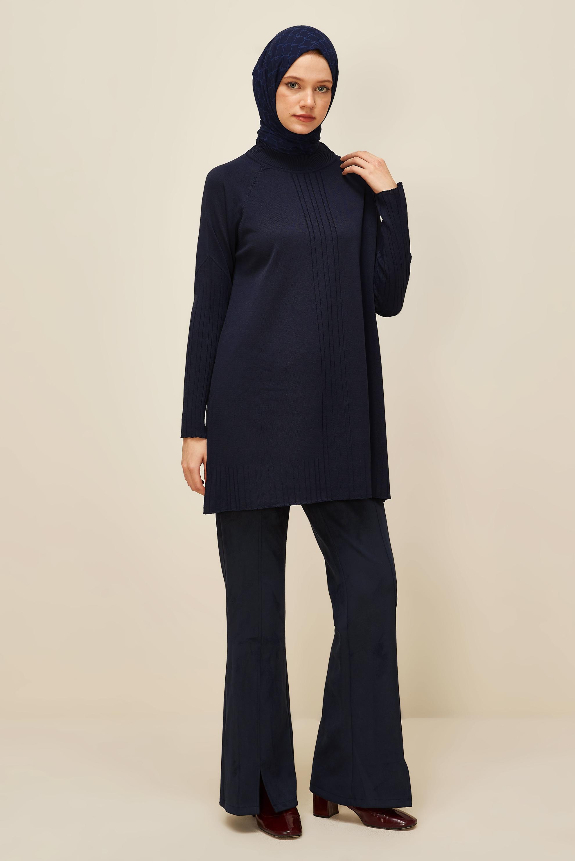 Tesettür giyim LACİVERT TRİKO TUNİK 45868
