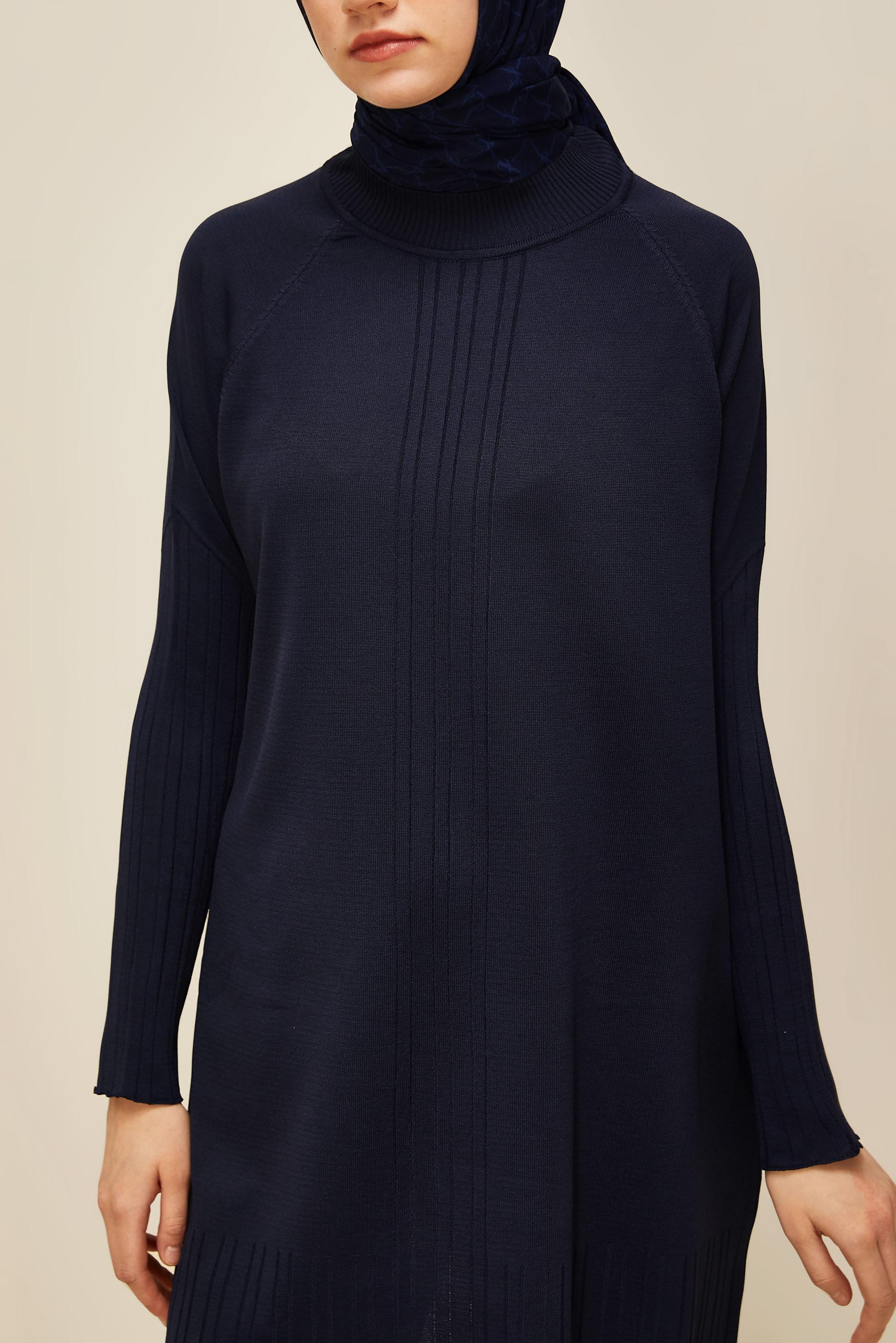 Tesettür giyim LACİVERT TRİKO TUNİK 45868