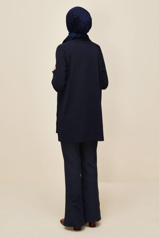 Vêtements hijab BLEU MARINE TUNIQUE EN MAILLE 45868 - ALVİNA