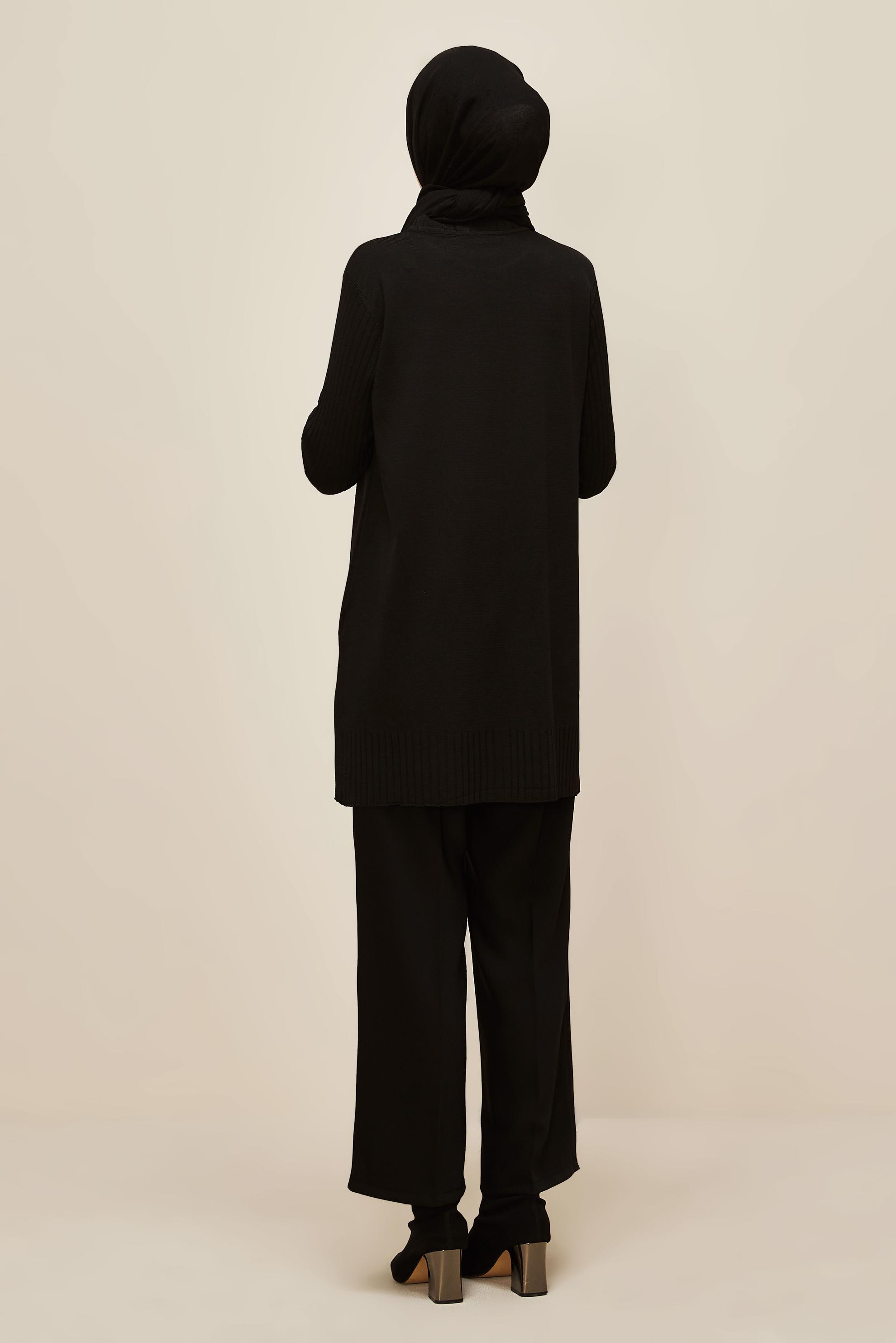 Tesettür giyim SİYAH TRİKO TUNİK 45871