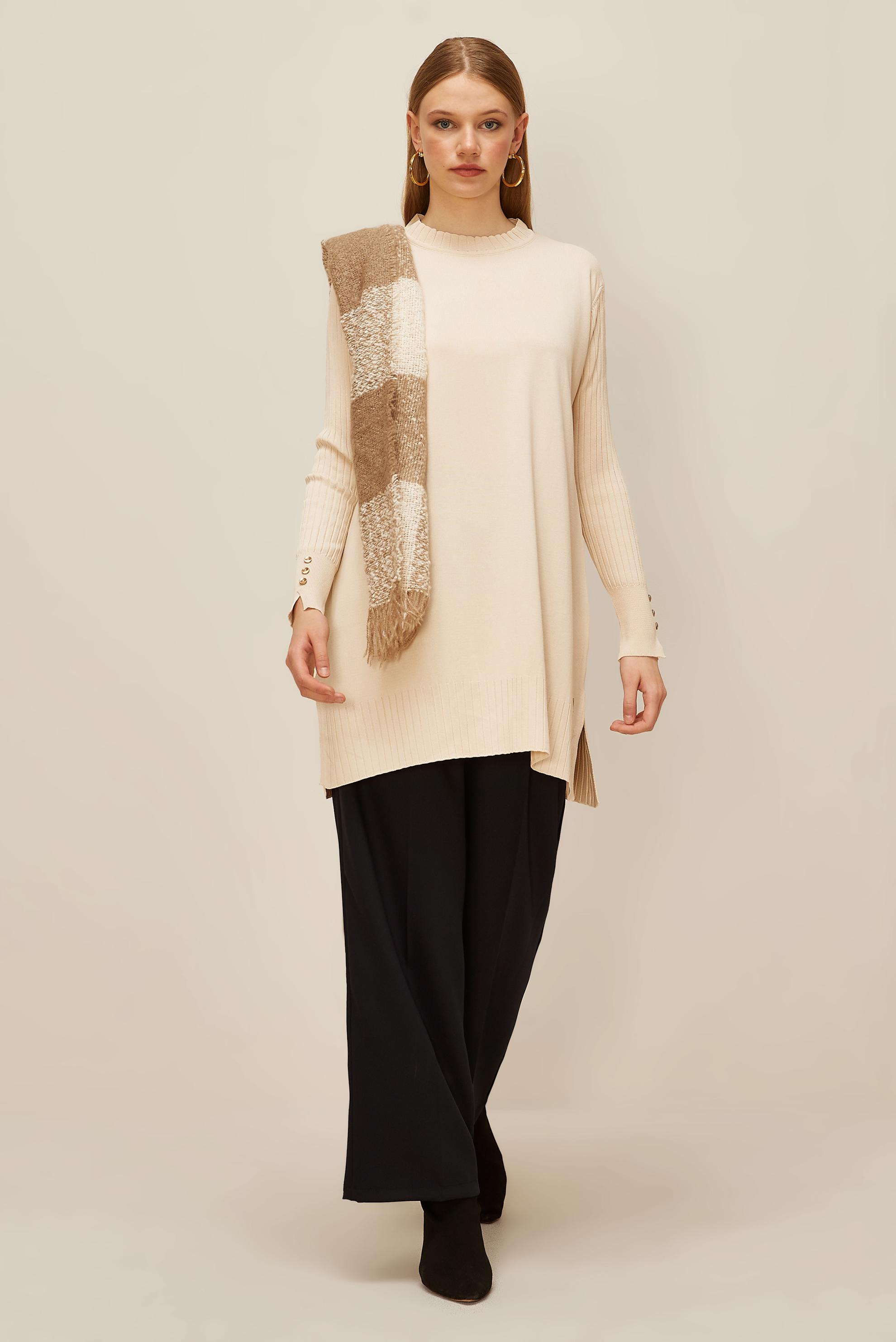 Vêtements hijab BEIGE TUNIQUE EN MAILLE 45871