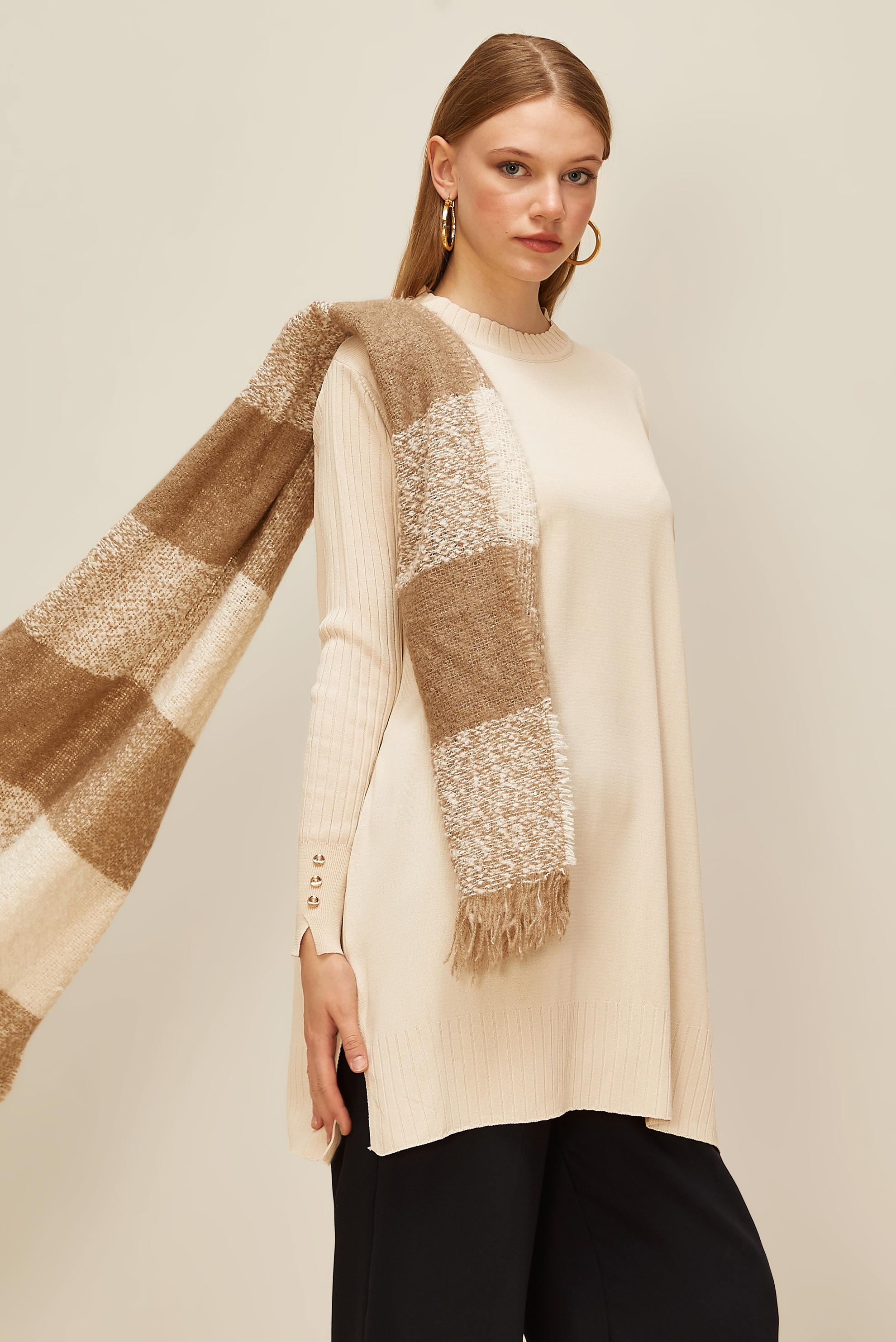 Vêtements hijab BEIGE TUNIQUE EN MAILLE 45871