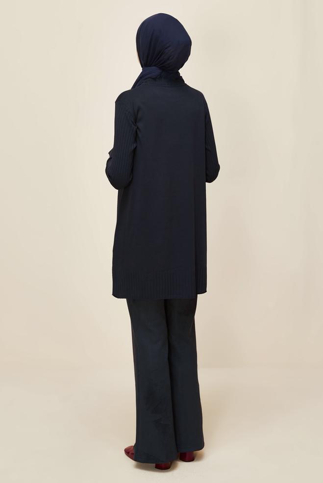 Vêtements hijab BLEU MARINE TUNIQUE EN MAILLE 45871 - ALVİNA