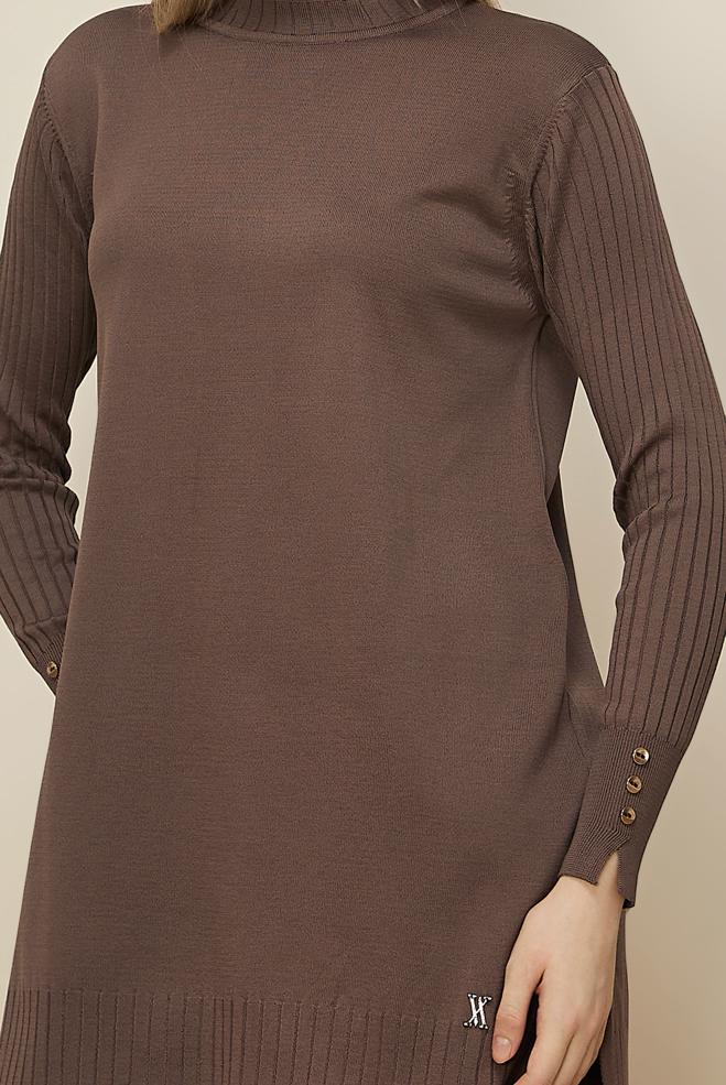 Hijab clothing BROWN KNITWEAR TUNIC 45871 - ALVİNA