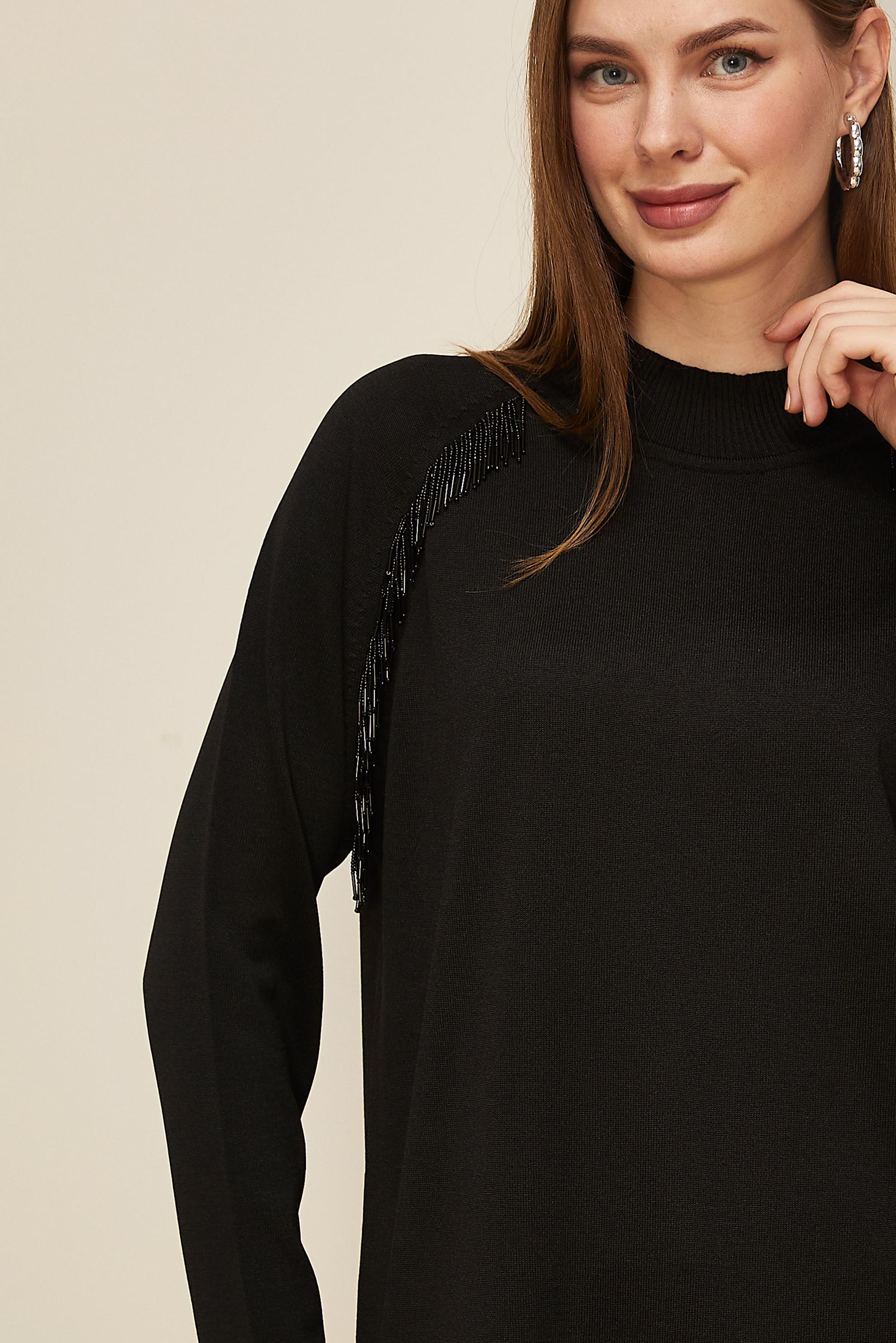 Tesettür giyim SİYAH 45876 TRİKO TUNİK 38-46