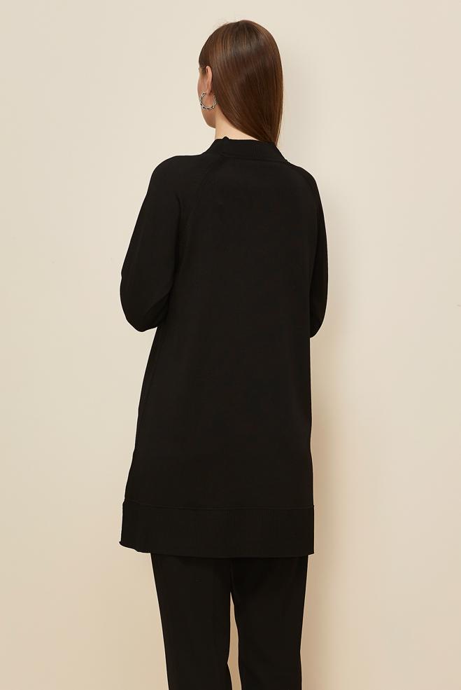 Tesettür giyim SİYAH 45876 TRİKO TUNİK 38-46 - ALVİNA