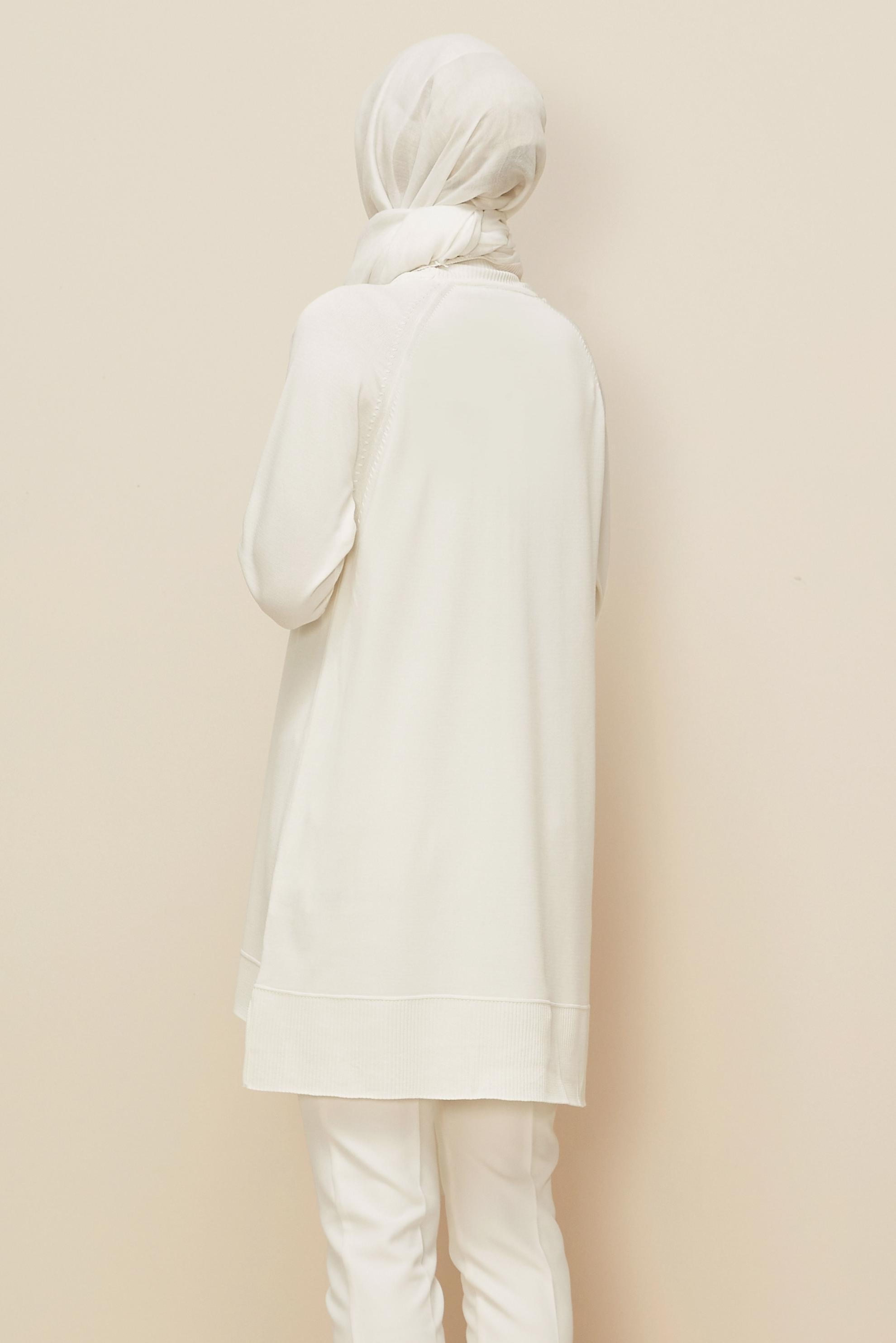 Tesettür giyim BEYAZ 45876 TRİKO TUNİK 38-46