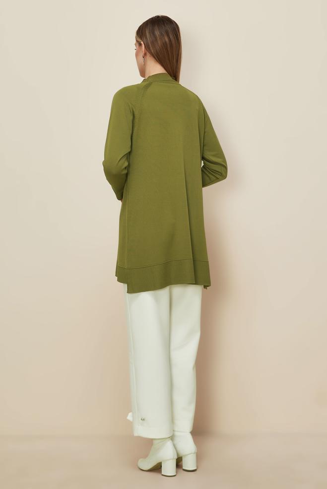 Tesettür giyim YEŞİL BONCUK DETAYLI TRİKO TUNİK 45876 - ALVİNA