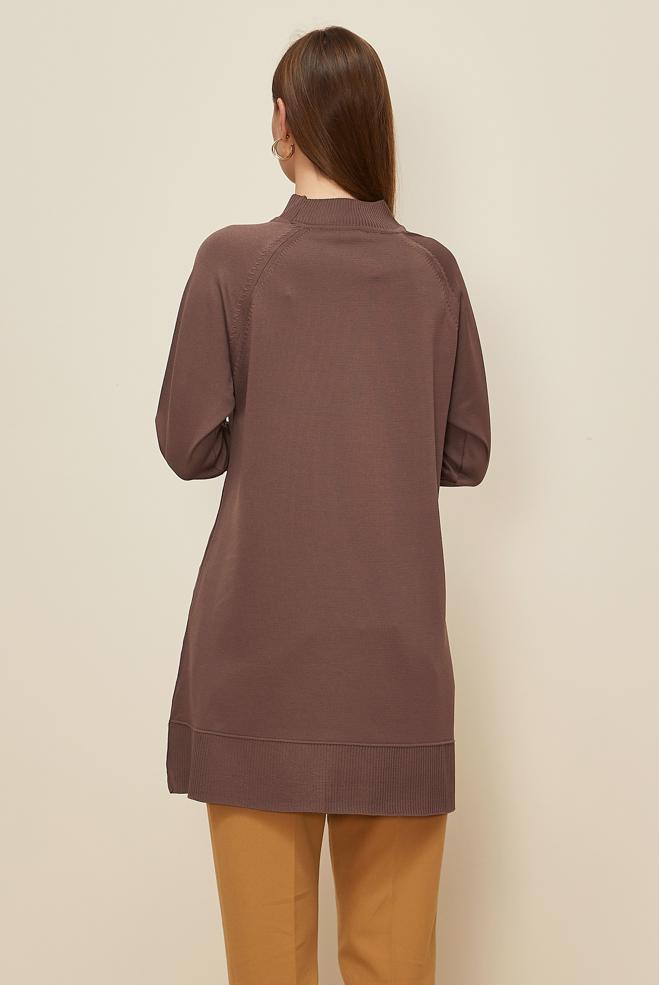 Tesettür giyim KAHVE 45876 TRİKO TUNİK 38-46 - ALVİNA