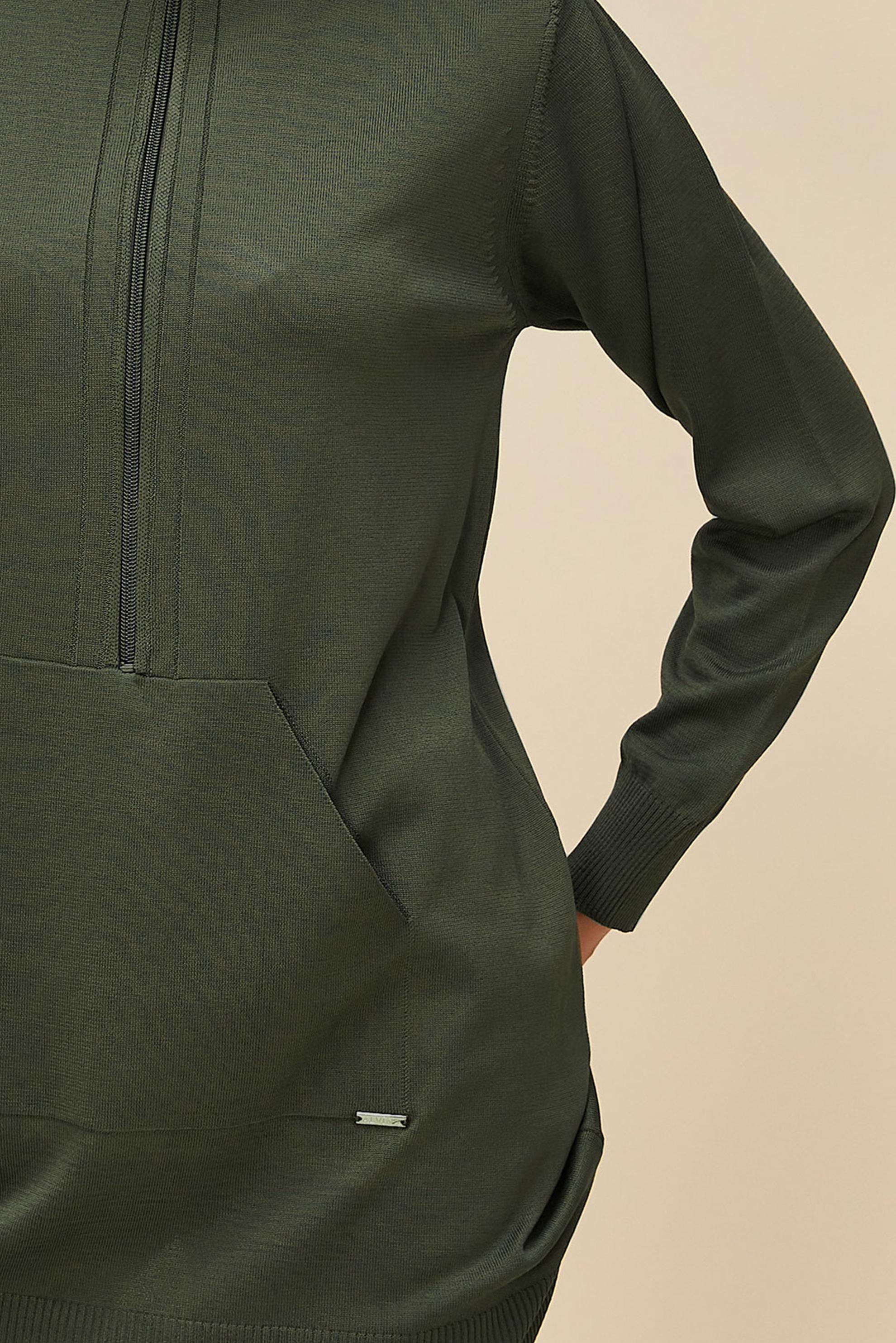 Tesettür giyim HAKİ FERMUARLI TRİKO TUNİK 45885