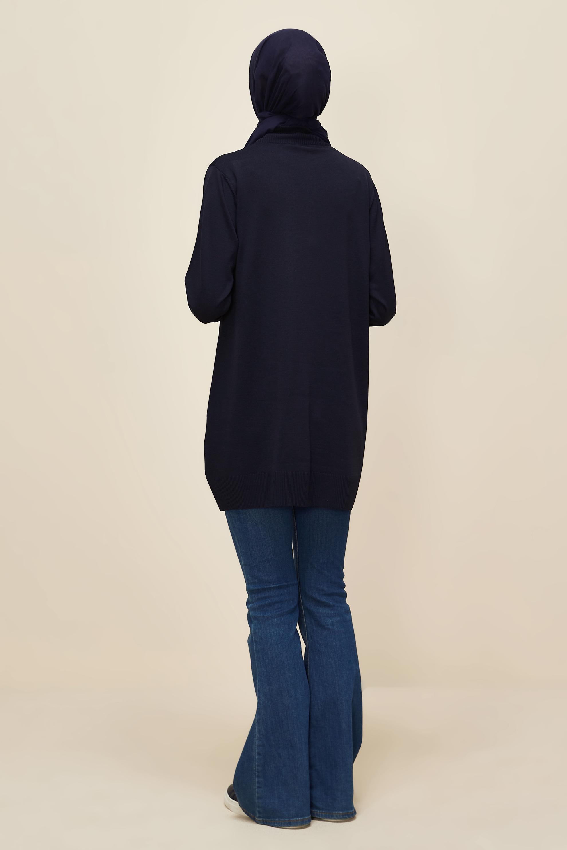 Tesettür giyim LACİVERT FERMUARLI TRİKO TUNİK 45885