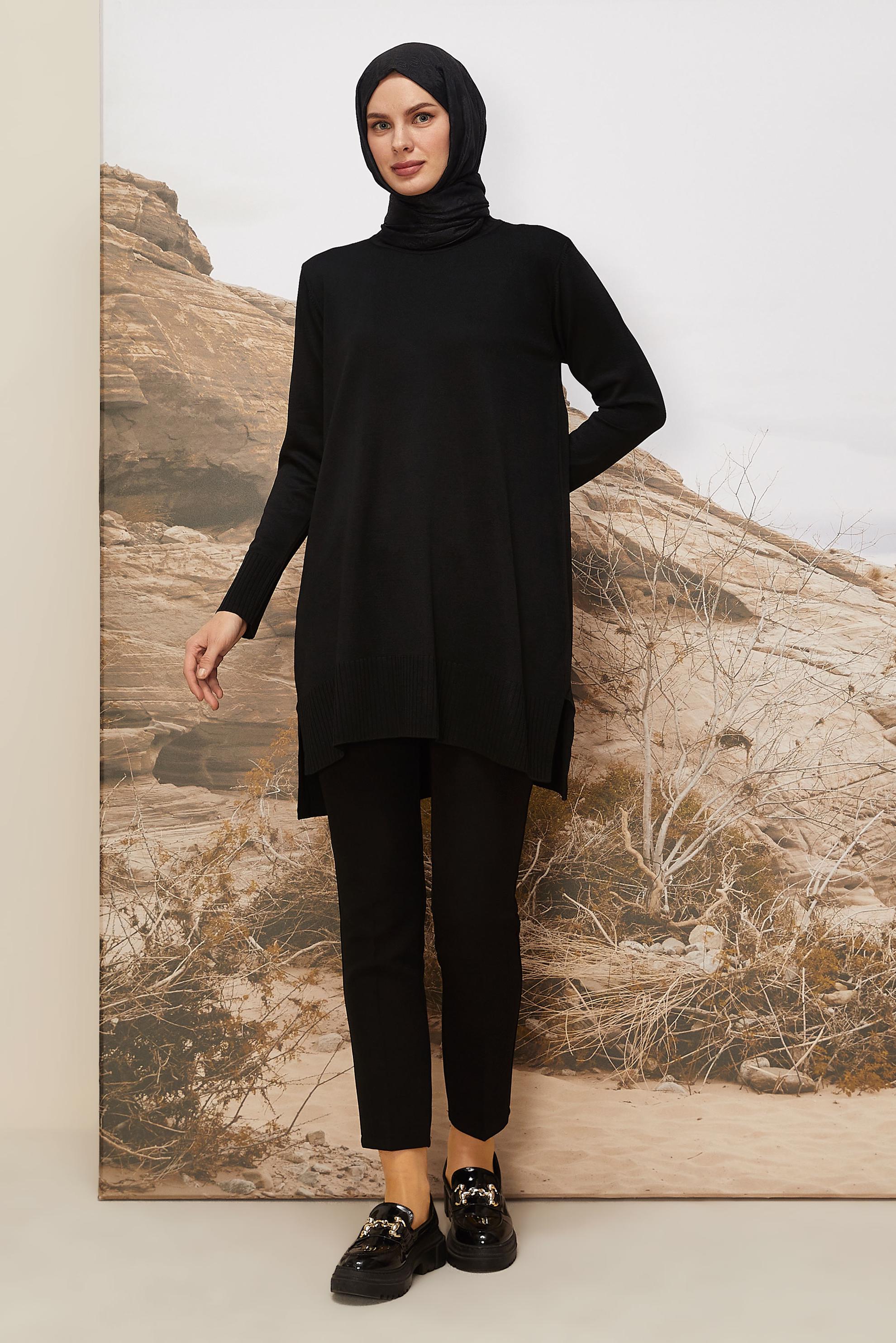 Vêtements hijab NOIR TUNIQUE EN MAILLE 45901