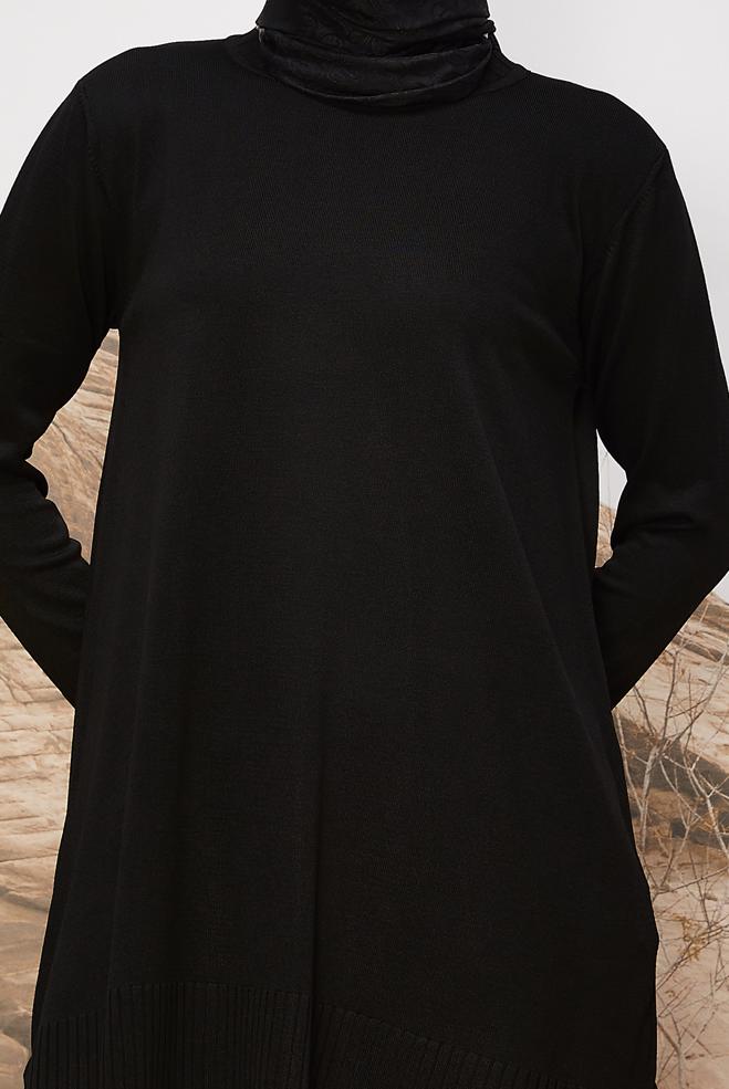Tesettür giyim SİYAH TRİKO TUNİK 45901 - ALVİNA