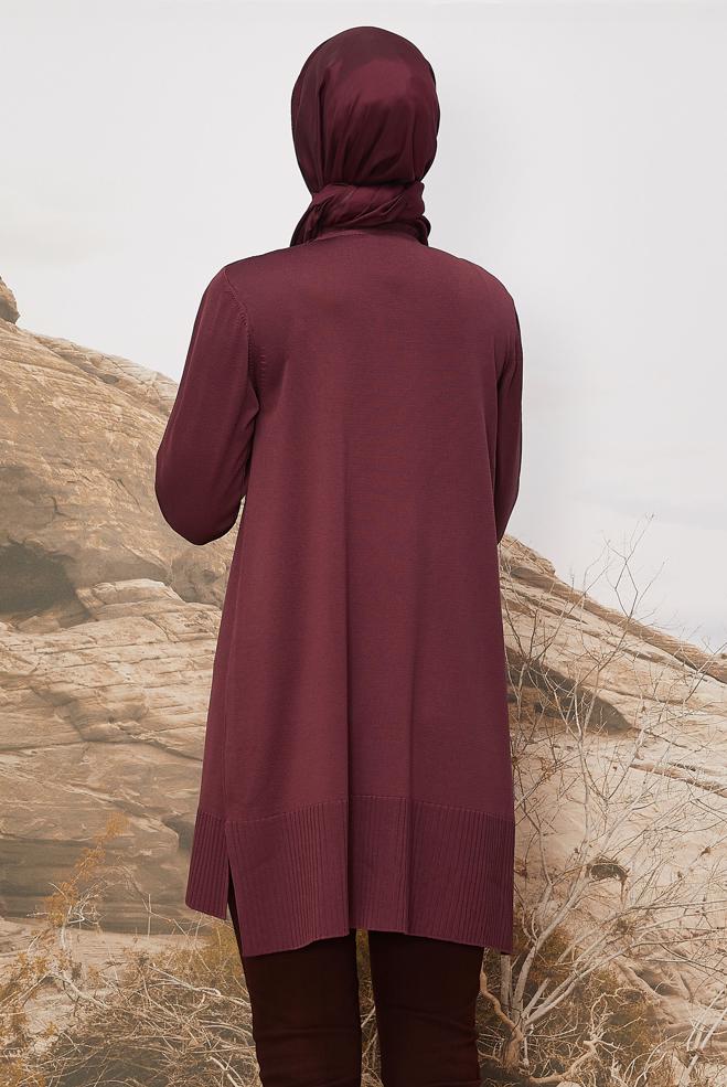 Tesettür giyim BORDO TRİKO TUNİK 45901 - ALVİNA