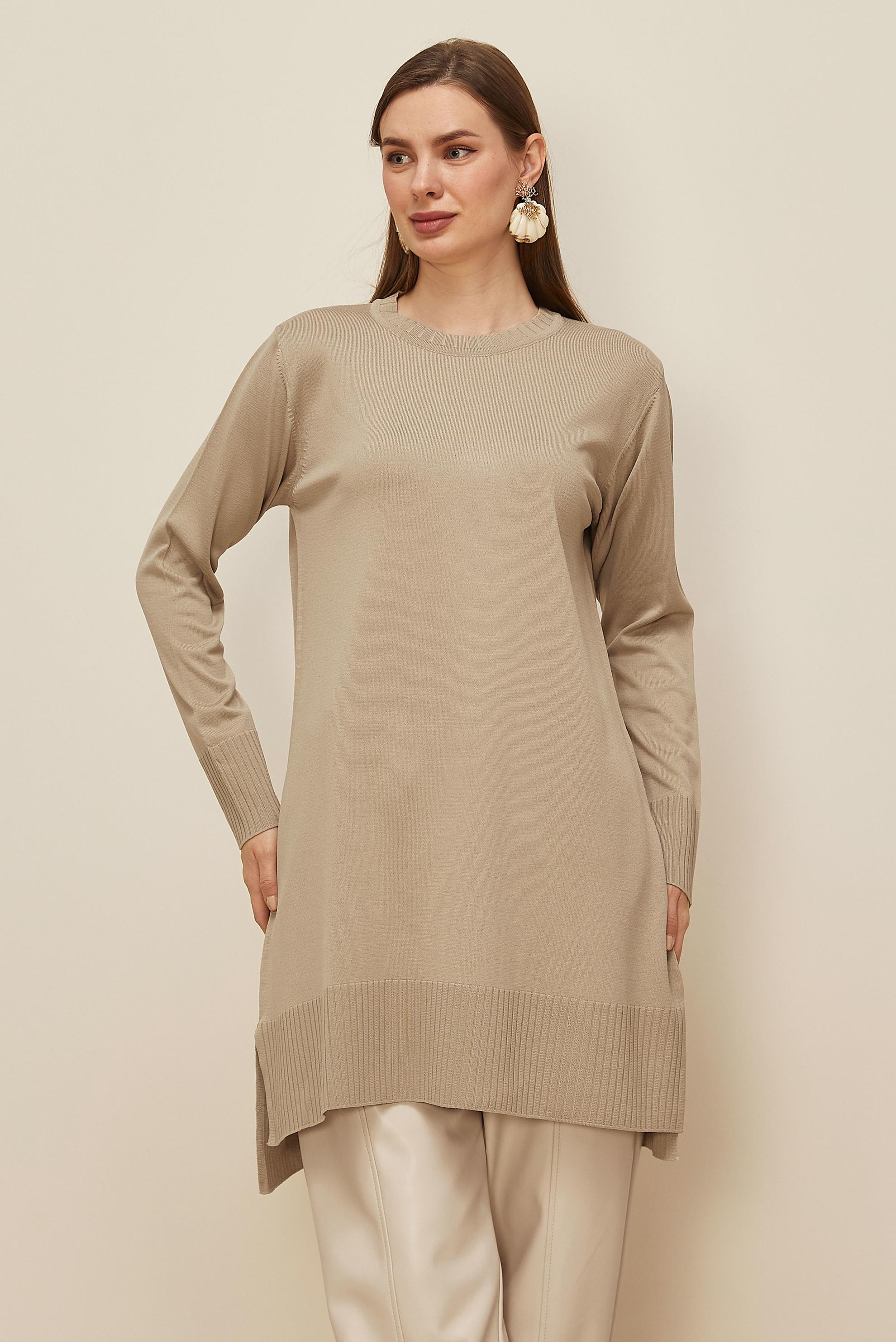 Tesettür giyim BEJ 45901 TRİKO TUNİK 38-46