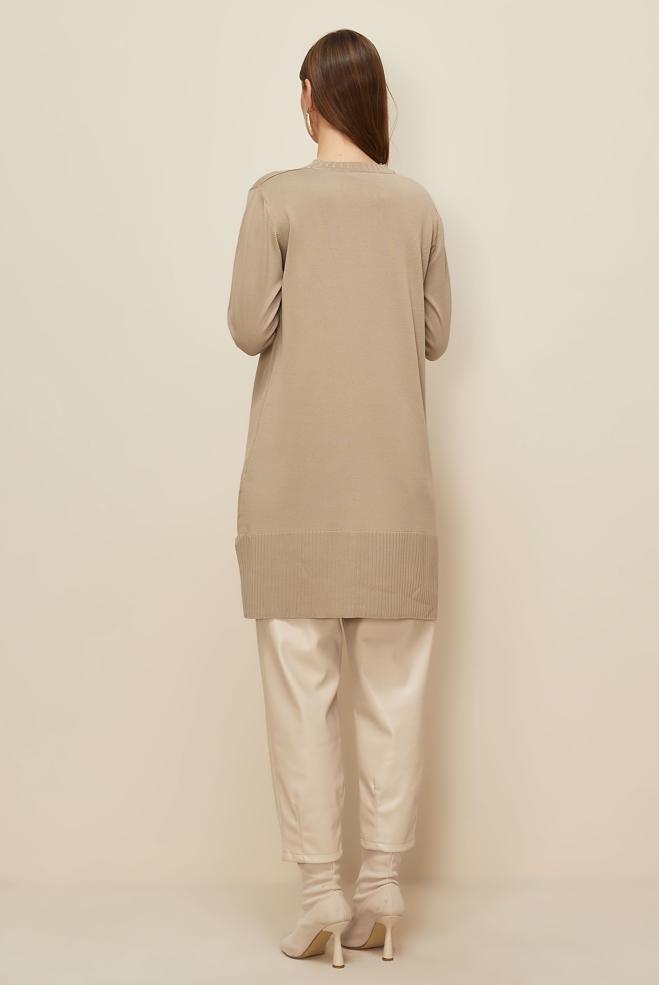 Tesettür giyim BEJ 45901 TRİKO TUNİK 38-46 - ALVİNA