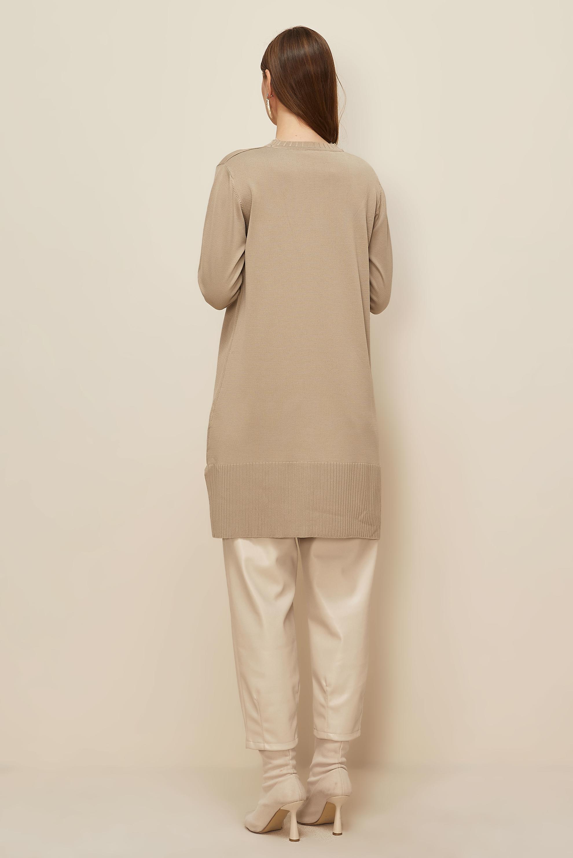 Tesettür giyim BEJ 45901 TRİKO TUNİK 38-46