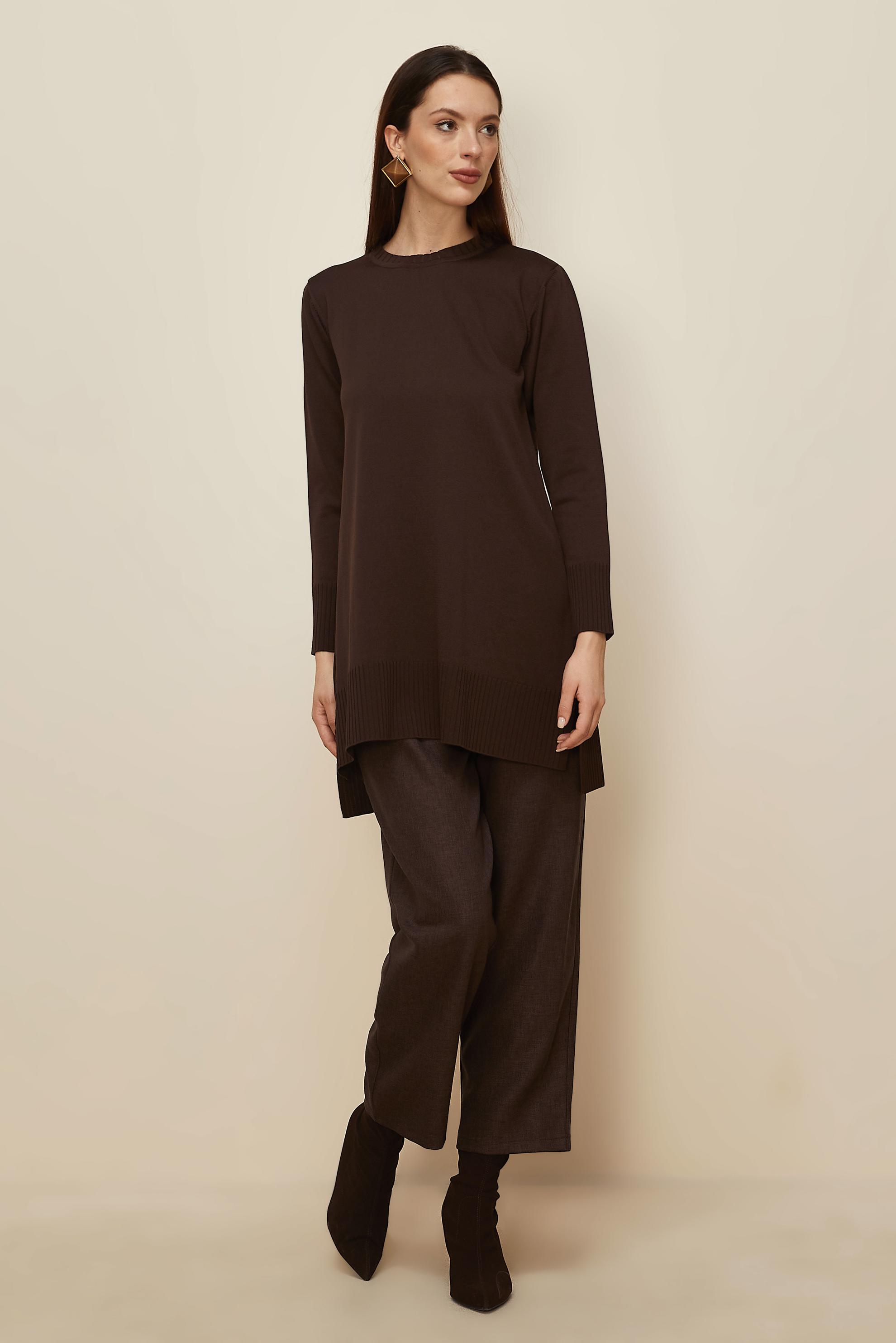 Tesettür giyim KAHVE 45901 TRİKO TUNİK 38-46