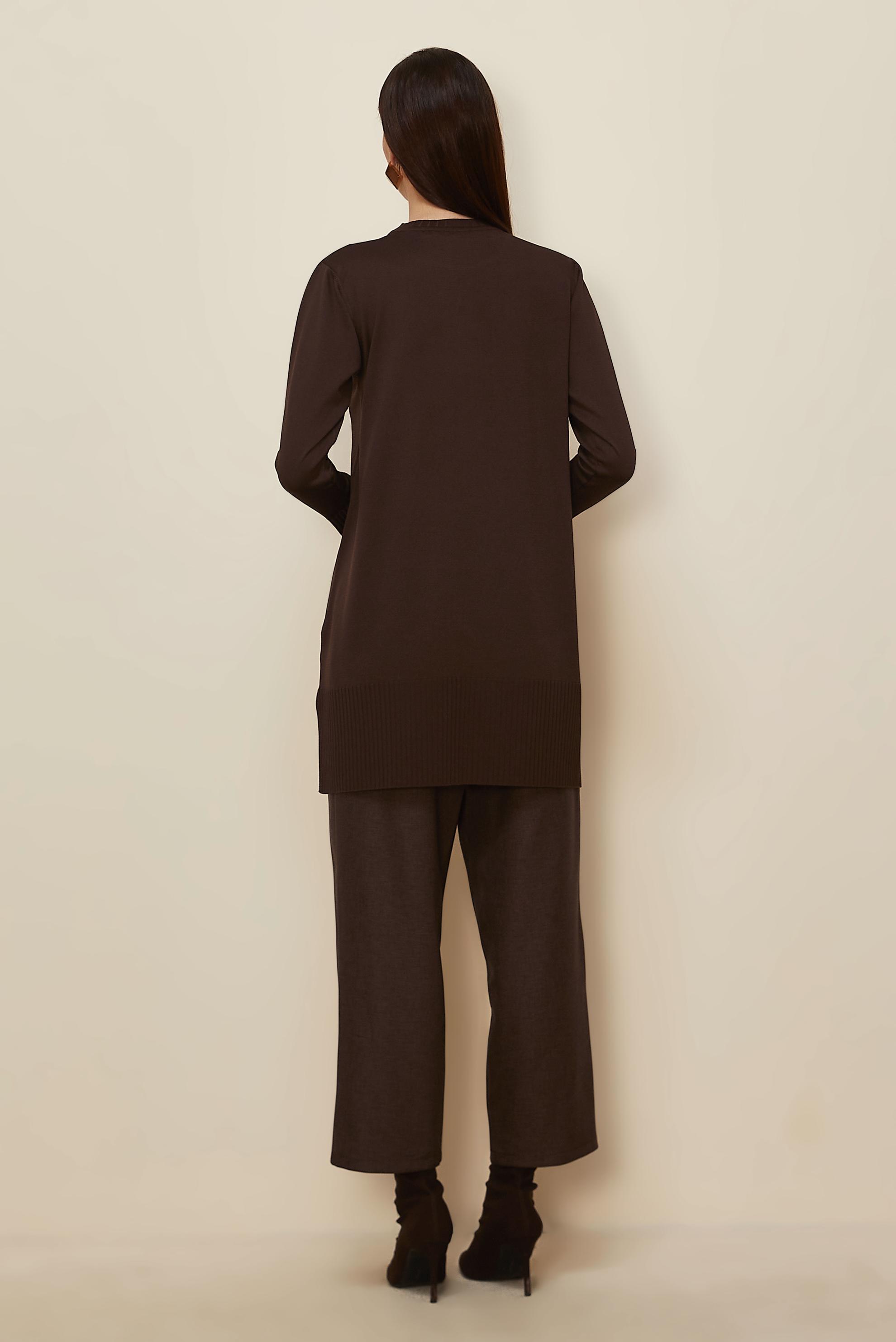 Tesettür giyim KAHVE 45901 TRİKO TUNİK 38-46