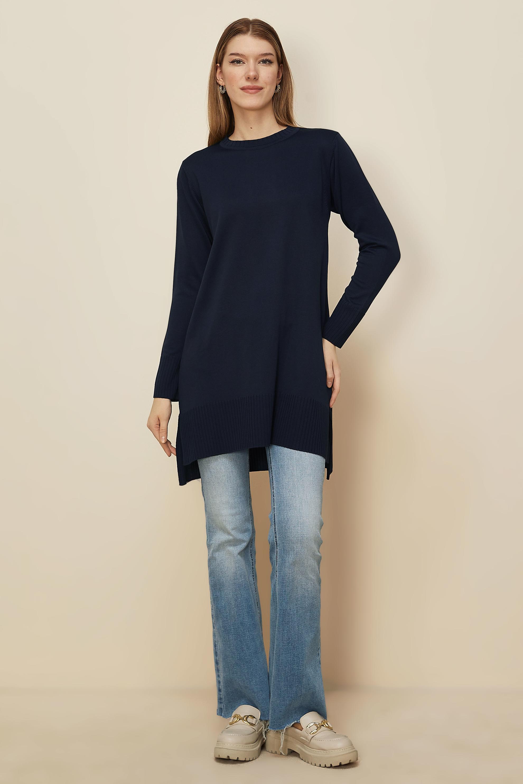 Tesettür giyim LACİVERT TRİKO TUNİK 45901