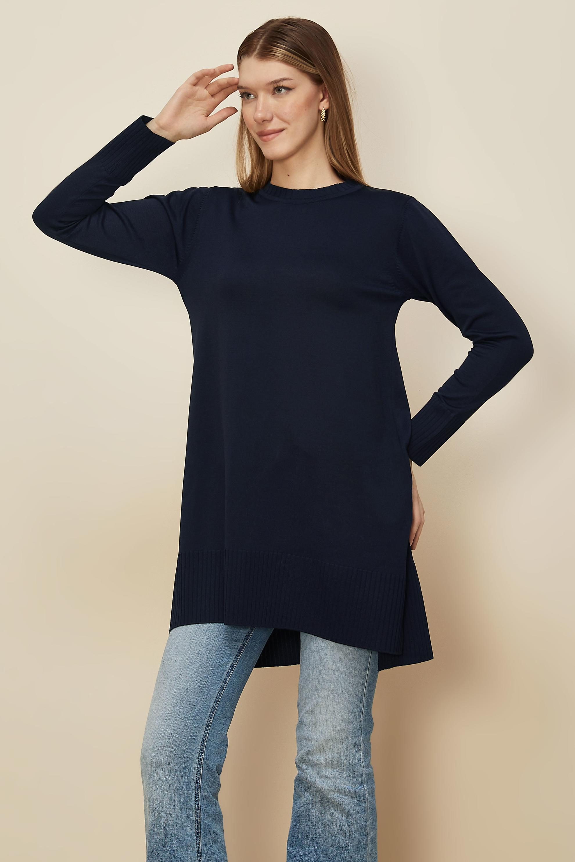 Tesettür giyim LACİVERT TRİKO TUNİK 45901