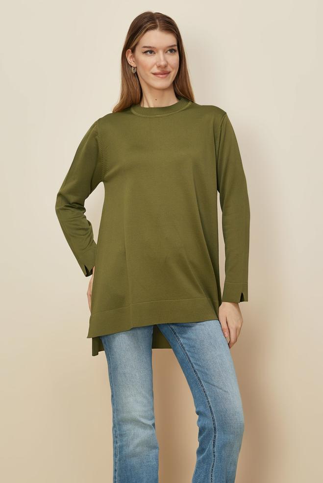 Tesettür giyim YEŞİL TRİKO TUNİK 45901 - ALVİNA