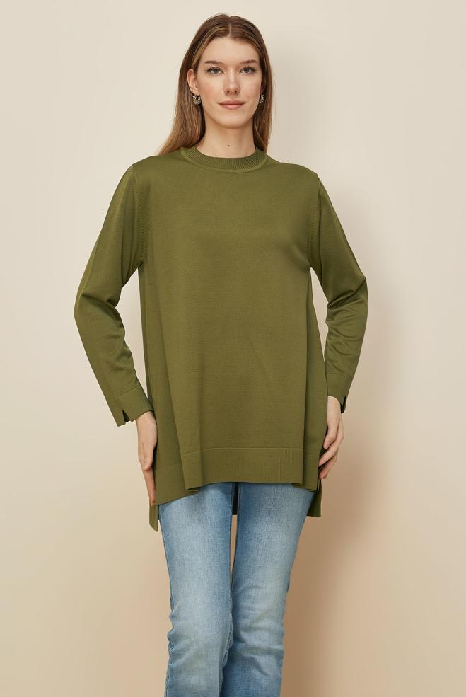 Tesettür giyim YEŞİL TRİKO TUNİK 45901 - ALVİNA