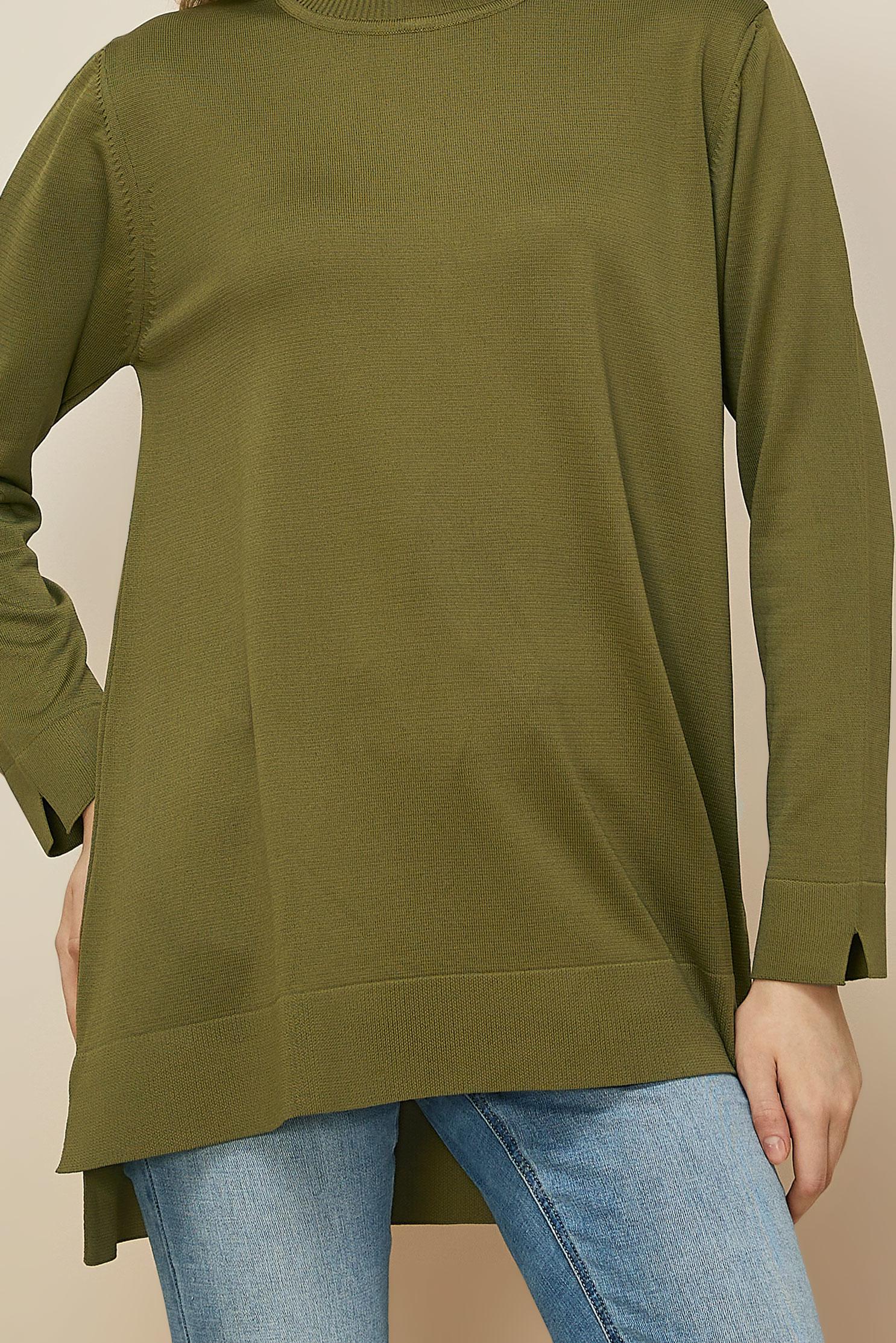 Tesettür giyim YEŞİL TRİKO TUNİK 45901