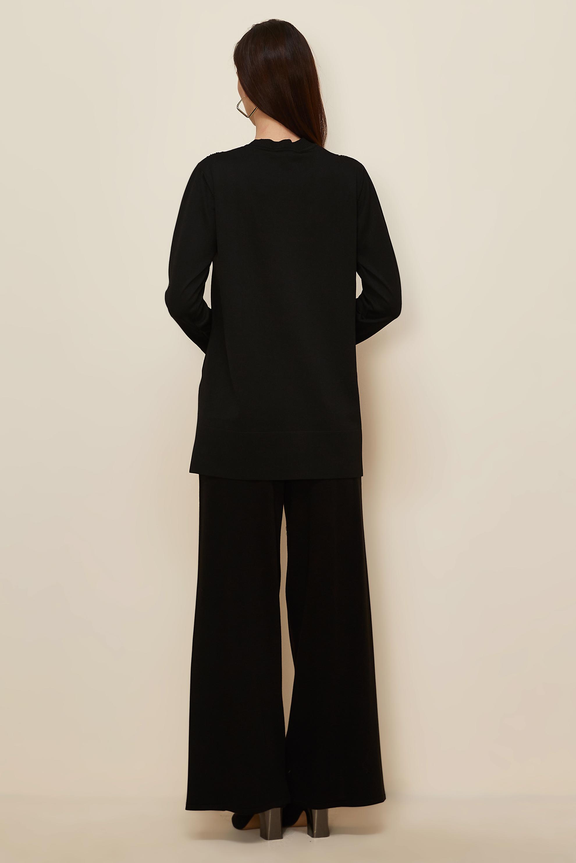 Tesettür giyim SİYAH BONCUK İŞLEMELİ TRİKO TUNİK 45906