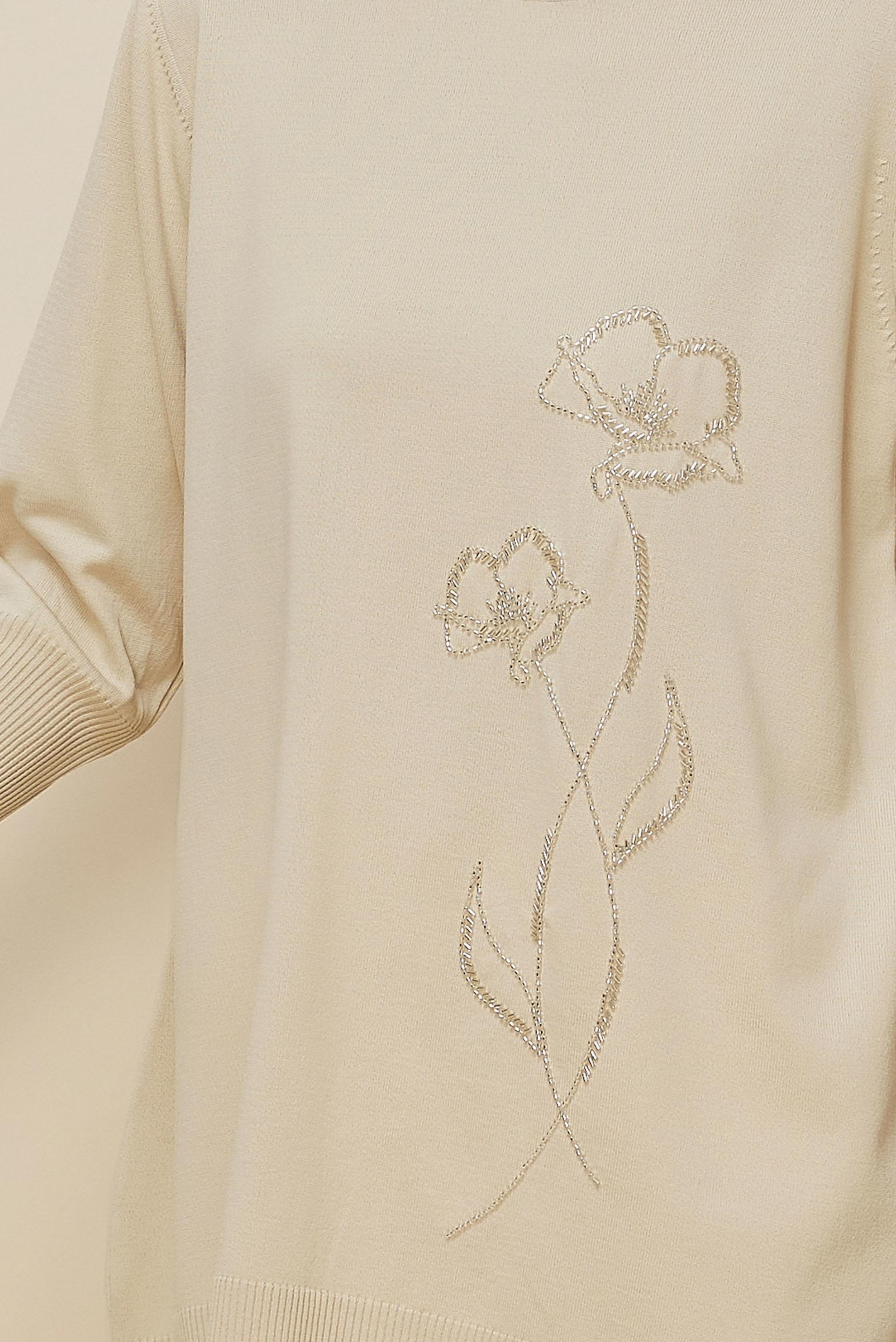 Hijab clothing BEIGE BEAD EMBROIDERED KNITWEAR TUNIC 45907