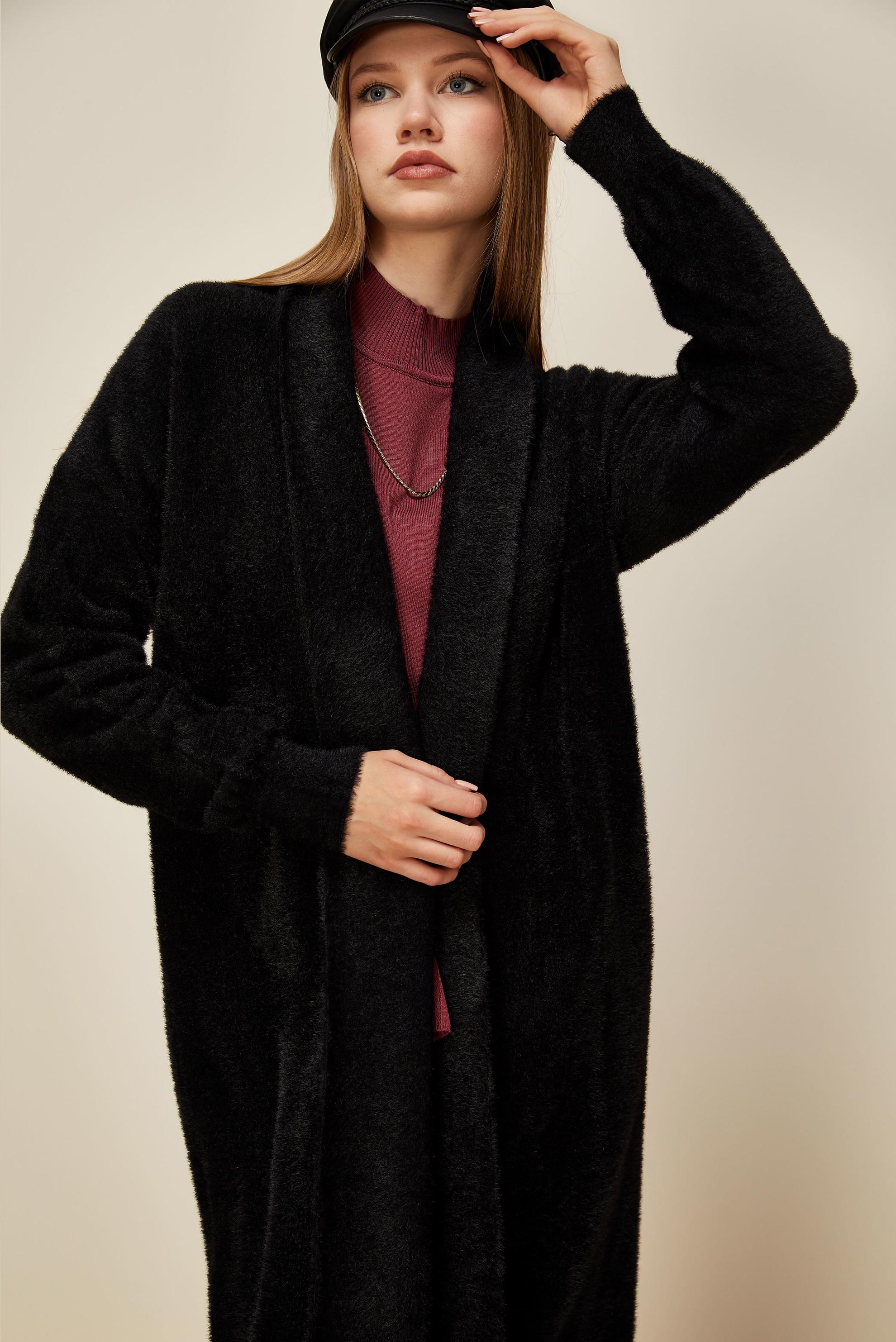 Tesettür giyim SİYAH TRİKO HIRKA 45925