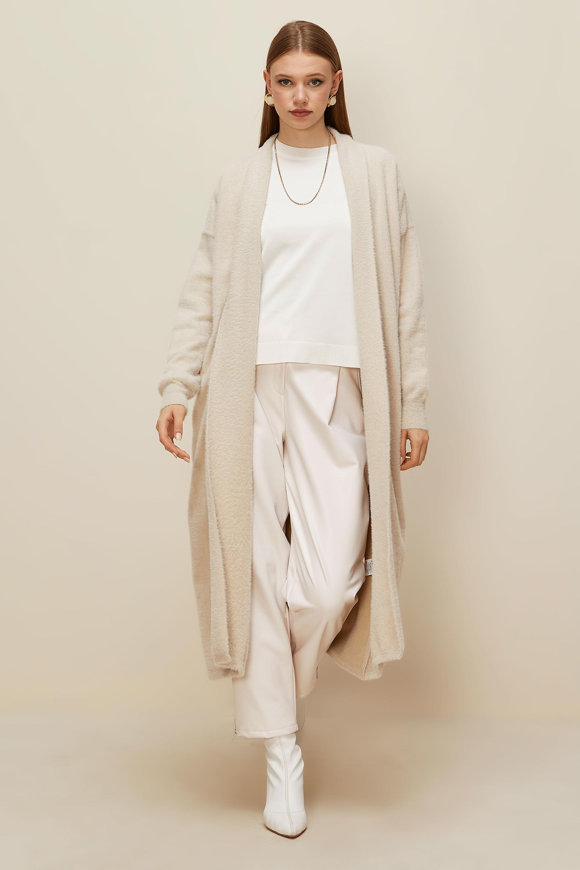 Tesettür giyim BEJ TRİKO HIRKA 45925