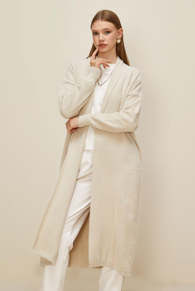 Tesettür giyim BEJ TRİKO HIRKA 45925 - ALVİNA