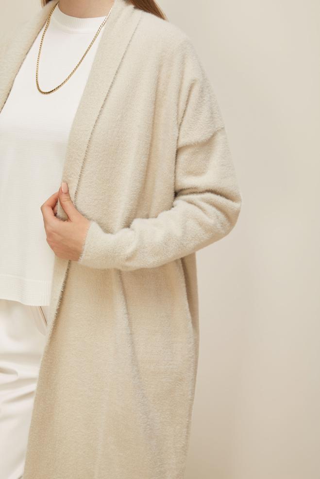 Tesettür giyim BEJ TRİKO HIRKA 45925 - ALVİNA