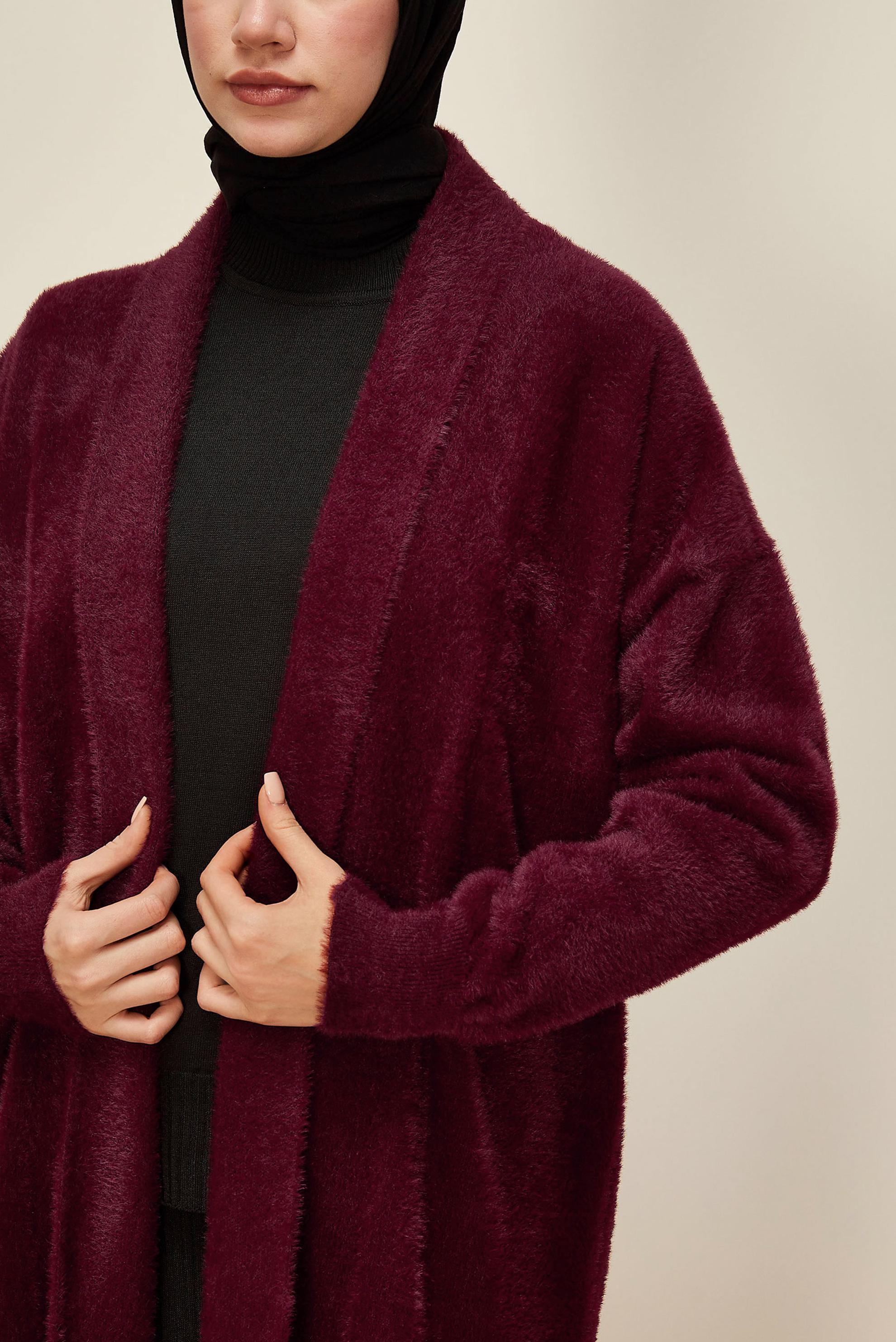 Tesettür giyim BORDO TRİKO HIRKA 45925