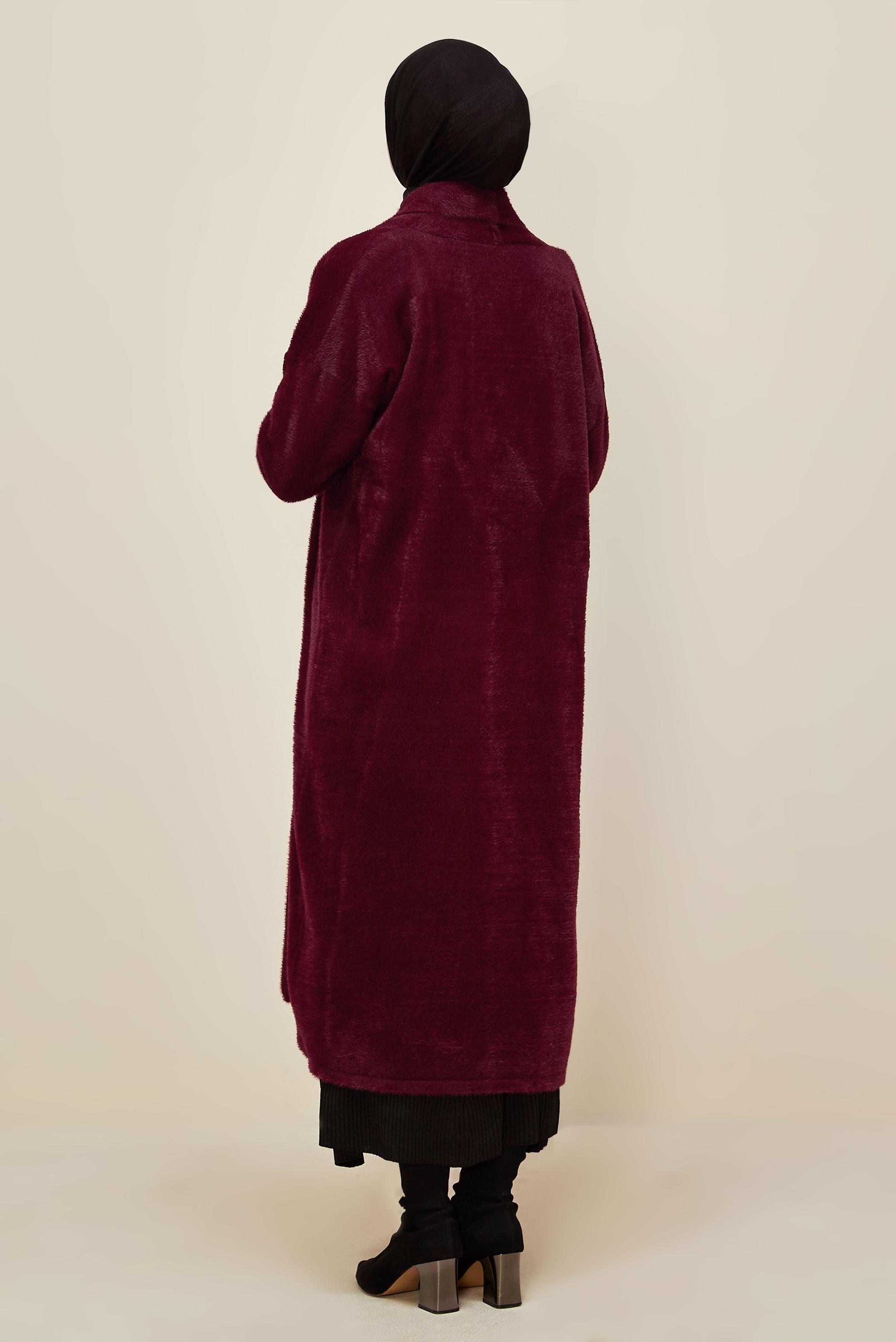 Tesettür giyim BORDO TRİKO HIRKA 45925