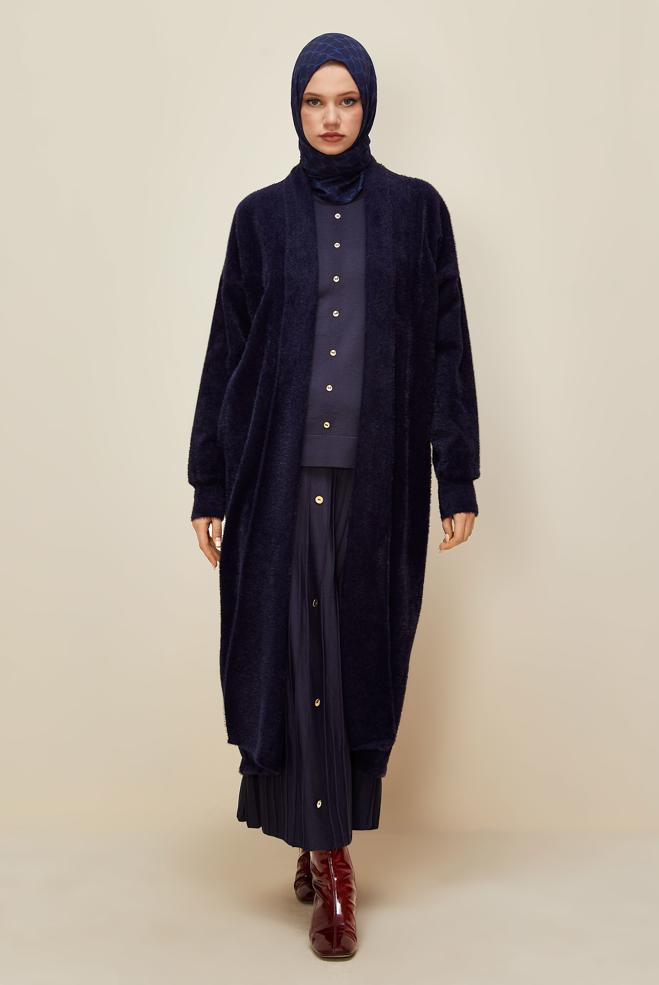 Tesettür giyim LACİVERT TRİKO HIRKA 45925 - ALVİNA