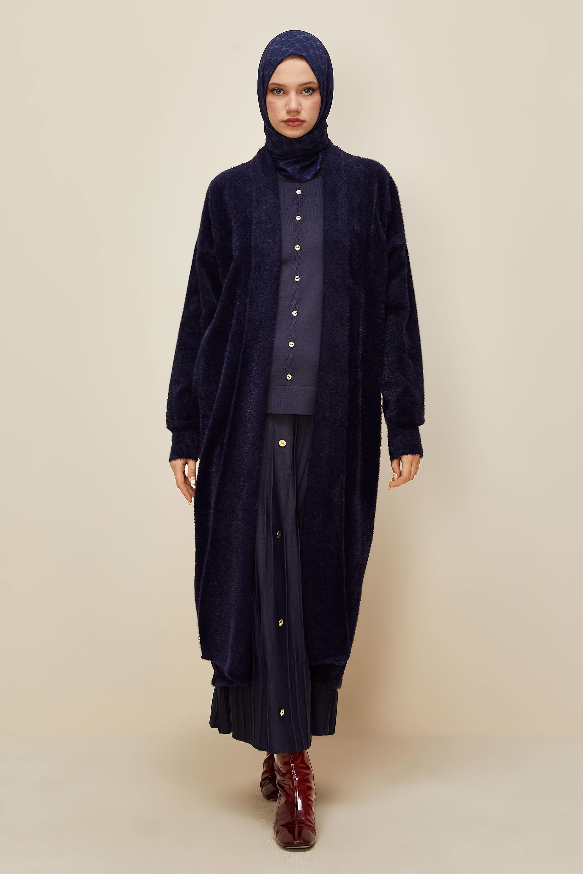 Tesettür giyim LACİVERT TRİKO HIRKA 45925