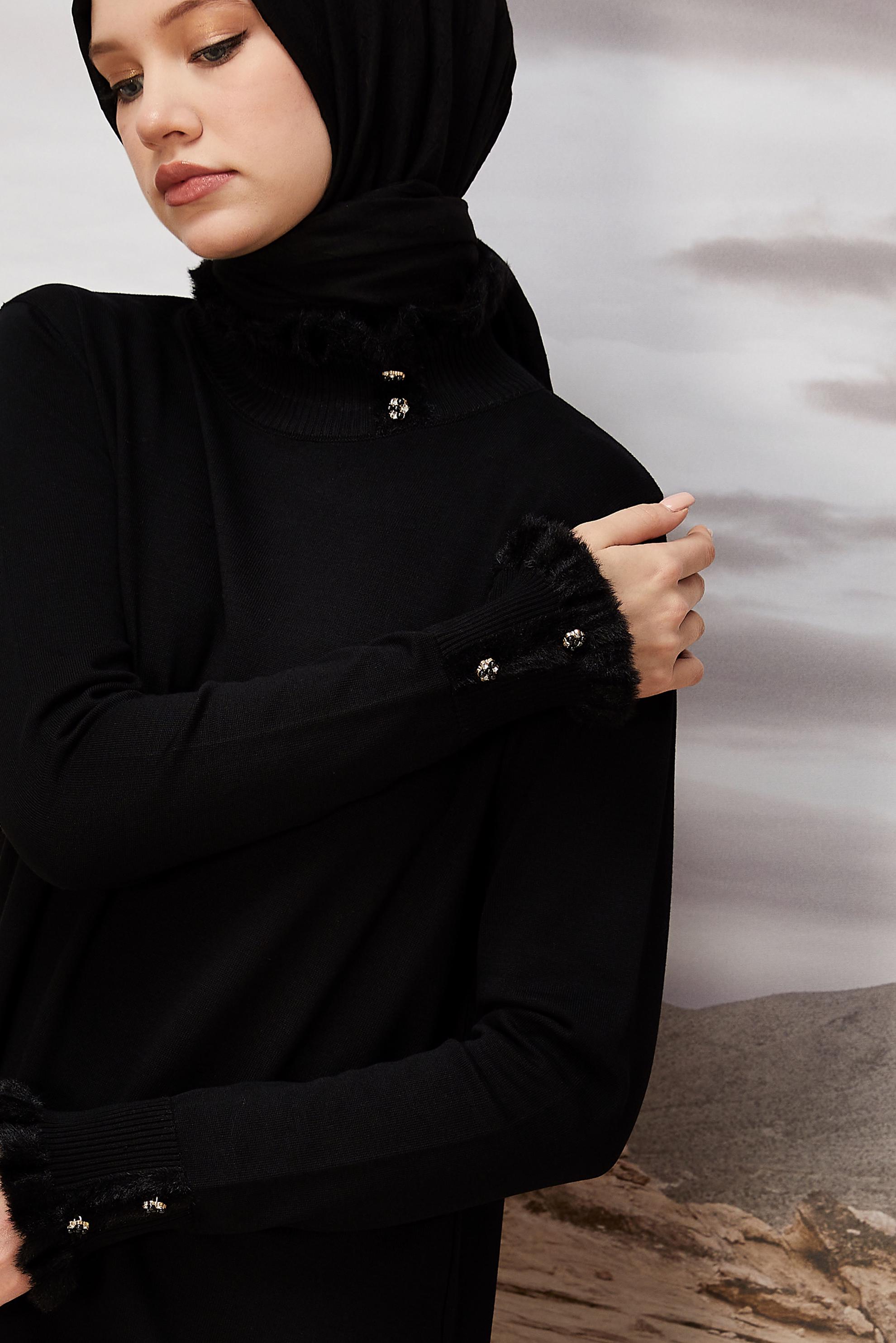 Tesettür giyim SİYAH TRİKO TUNİK 45927