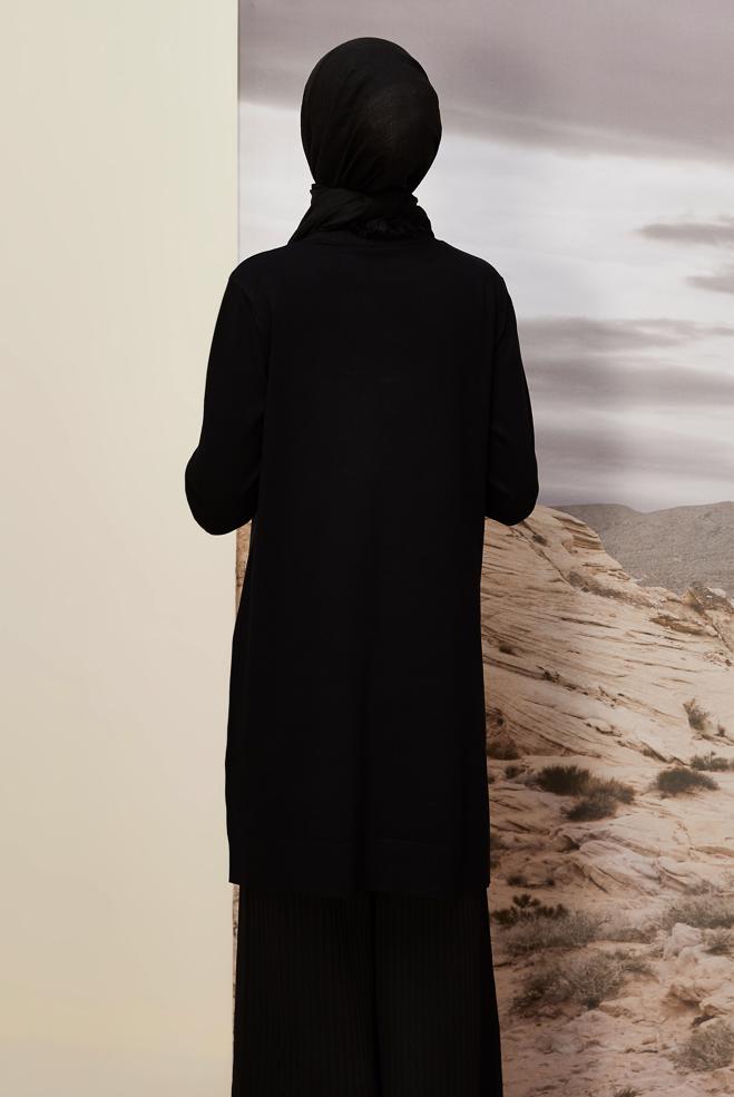 Vêtements hijab NOIR TUNIQUE EN MAILLE 45927 - ALVİNA