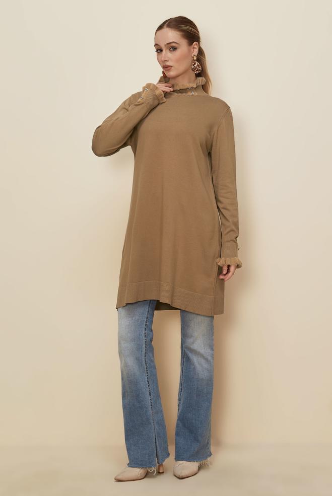 Hijab clothing BROWN KNITWEAR TUNIC 45927 - ALVİNA
