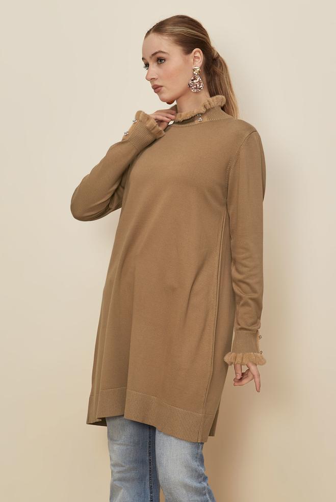 Hijab clothing BROWN KNITWEAR TUNIC 45927 - ALVİNA