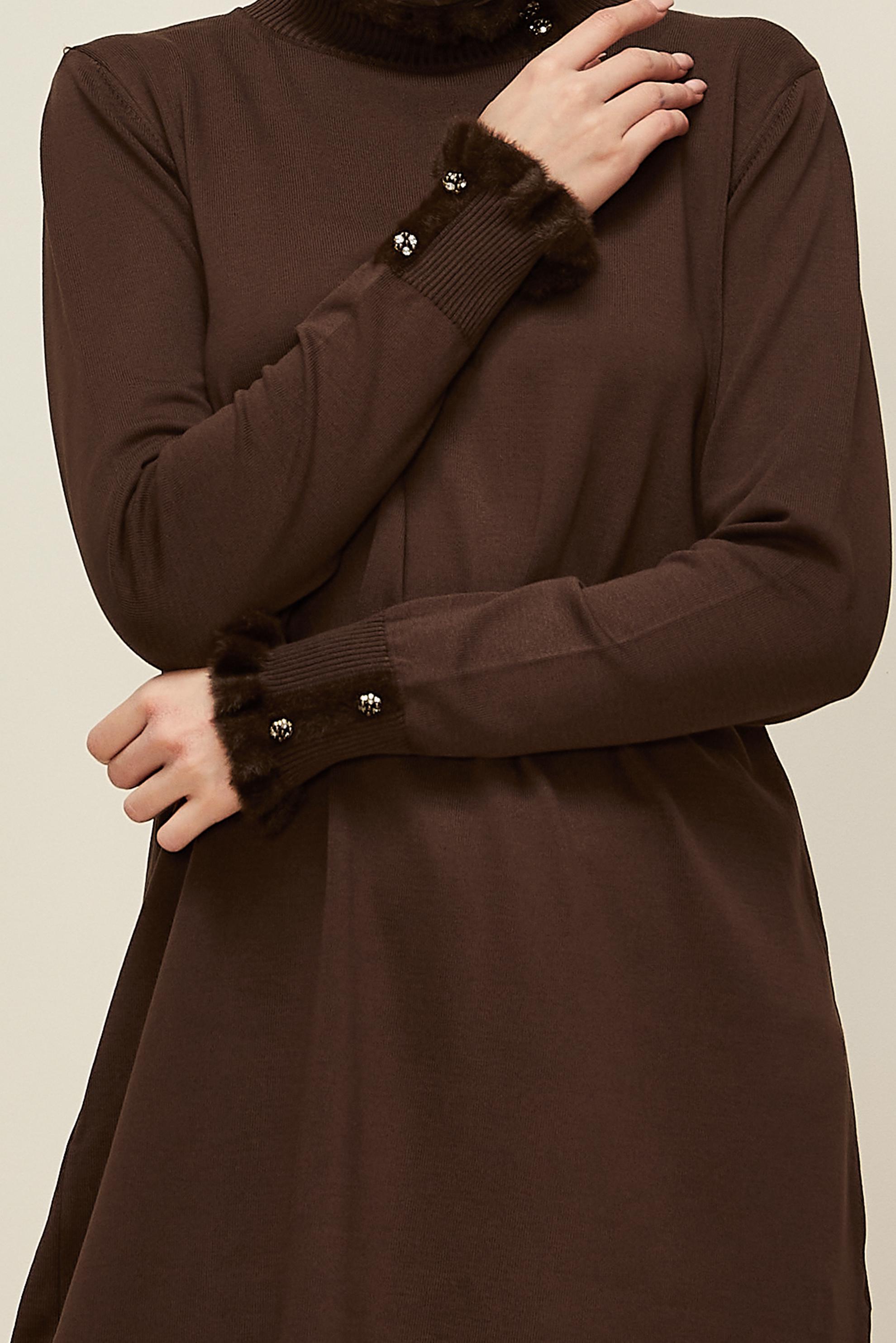 Tesettür giyim KAHVE TRİKO TUNİK 45927