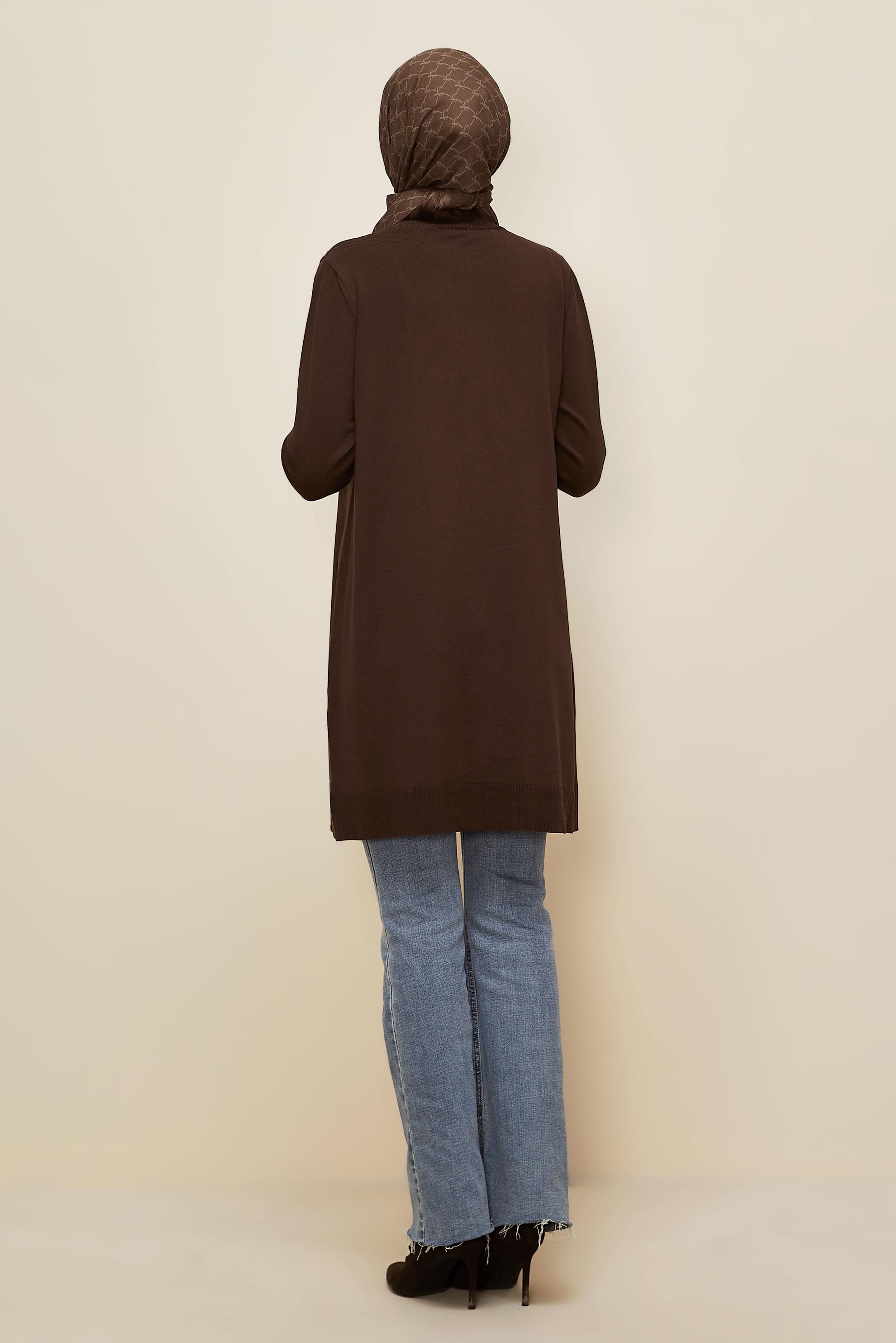 Tesettür giyim KAHVE TRİKO TUNİK 45927