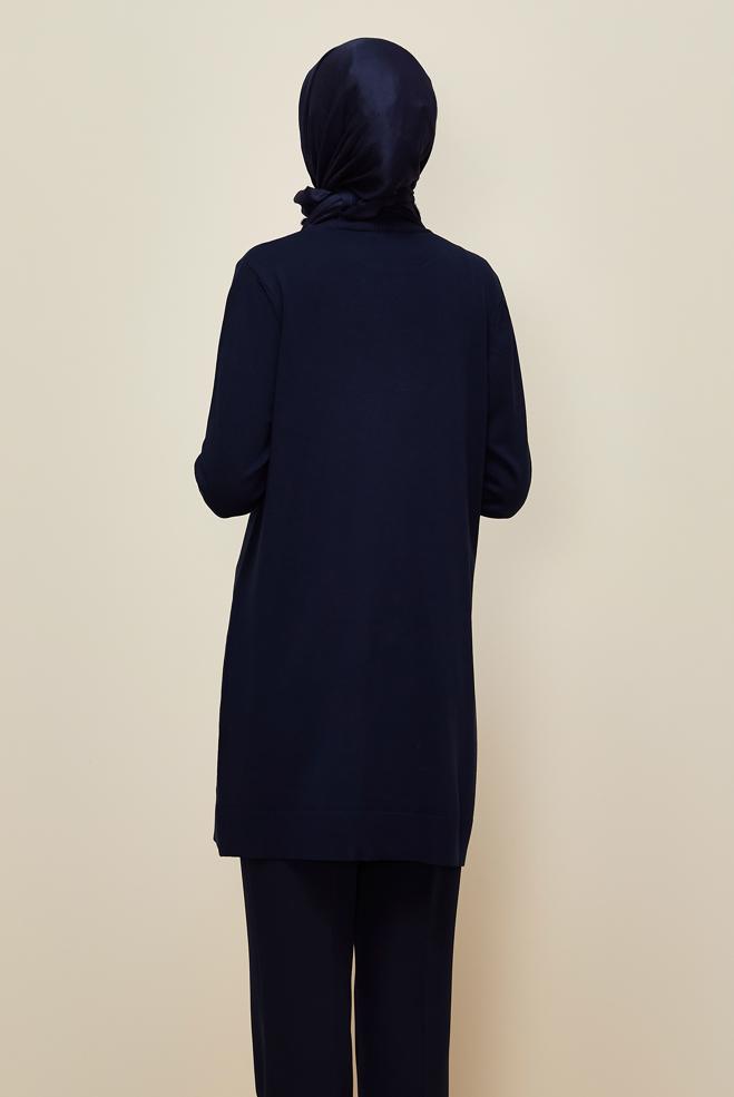 Vêtements hijab BLEU MARINE TUNIQUE EN MAILLE 45927 - ALVİNA