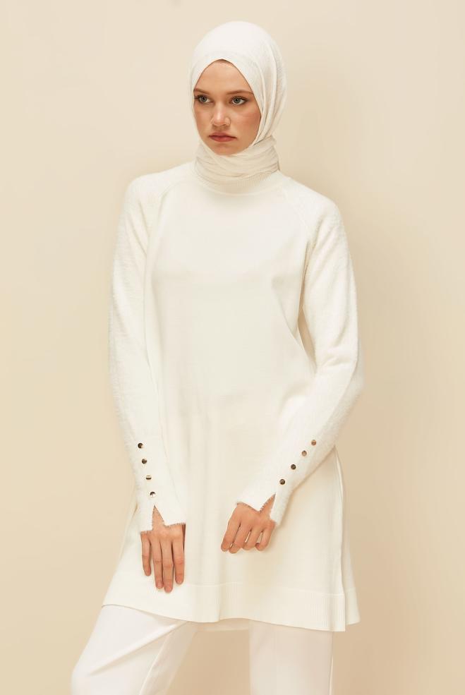 Tesettür giyim  DÜĞMELİ TRİKO TUNİK 45929 - ALVİNA