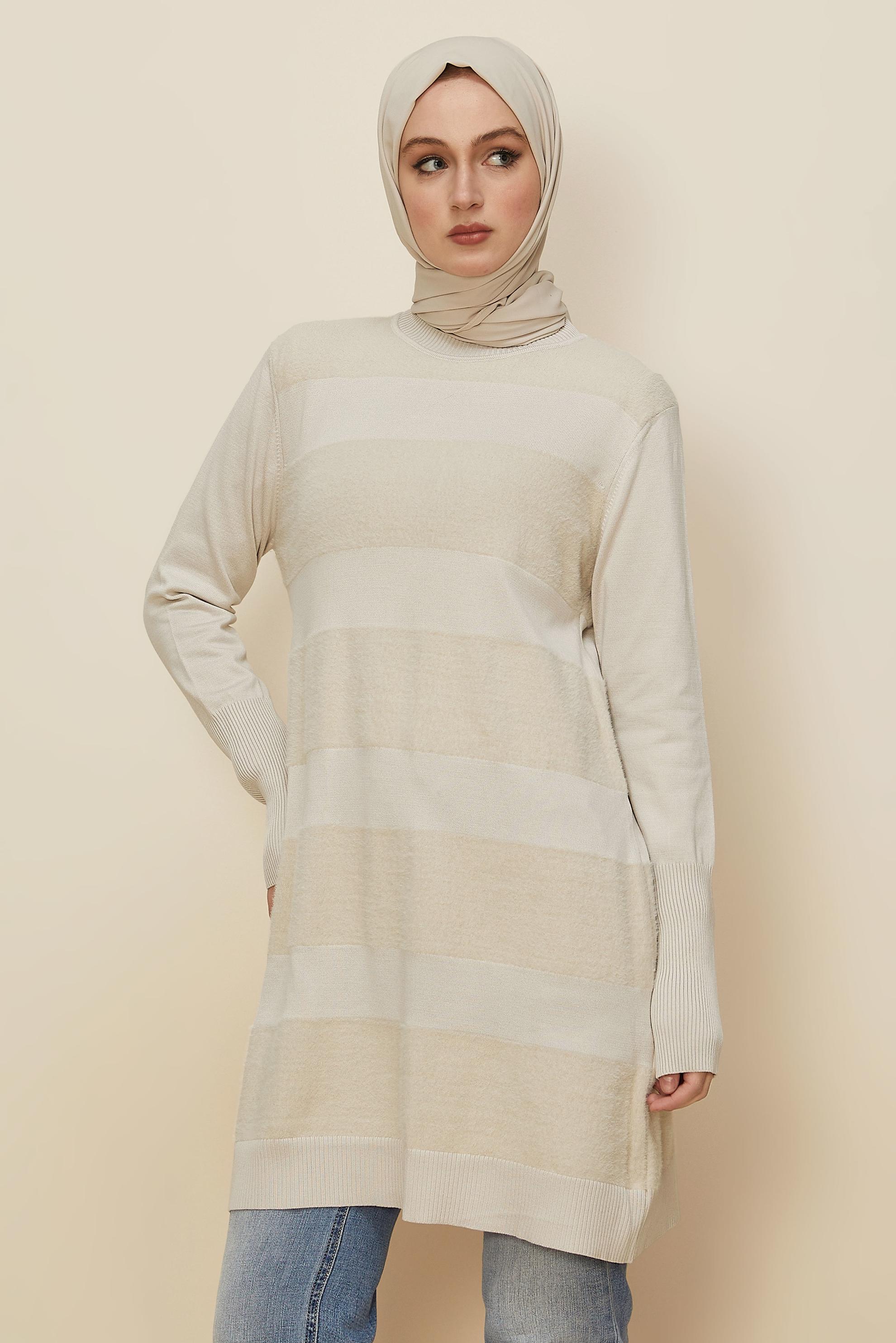 Hijab clothing BEIGE 45930 TRİKO TUNİK 38-44