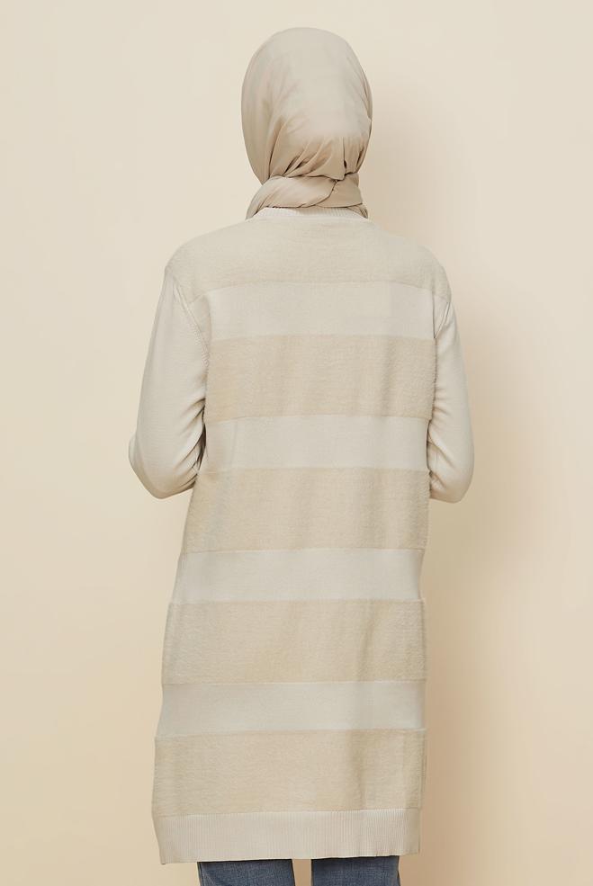 Tesettür giyim BEJ 45930 TRİKO TUNİK 38-44 - ALVİNA